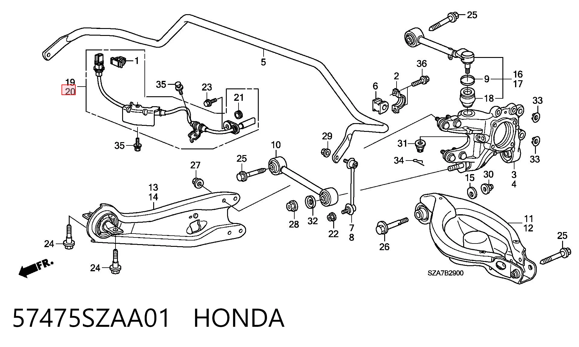57475SZAA01 Honda Датчик ABS задній лівий