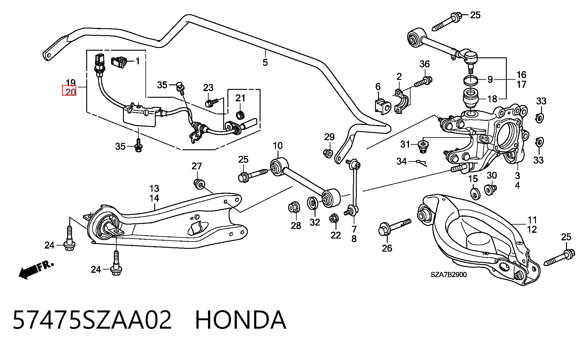 57475SZAA02 Honda Датчик ABS задній лівий