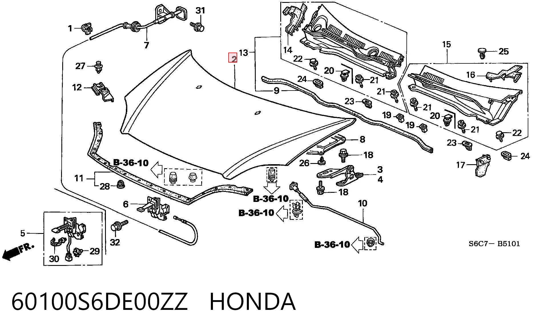 Капот на Honda Civic VII ES, ET