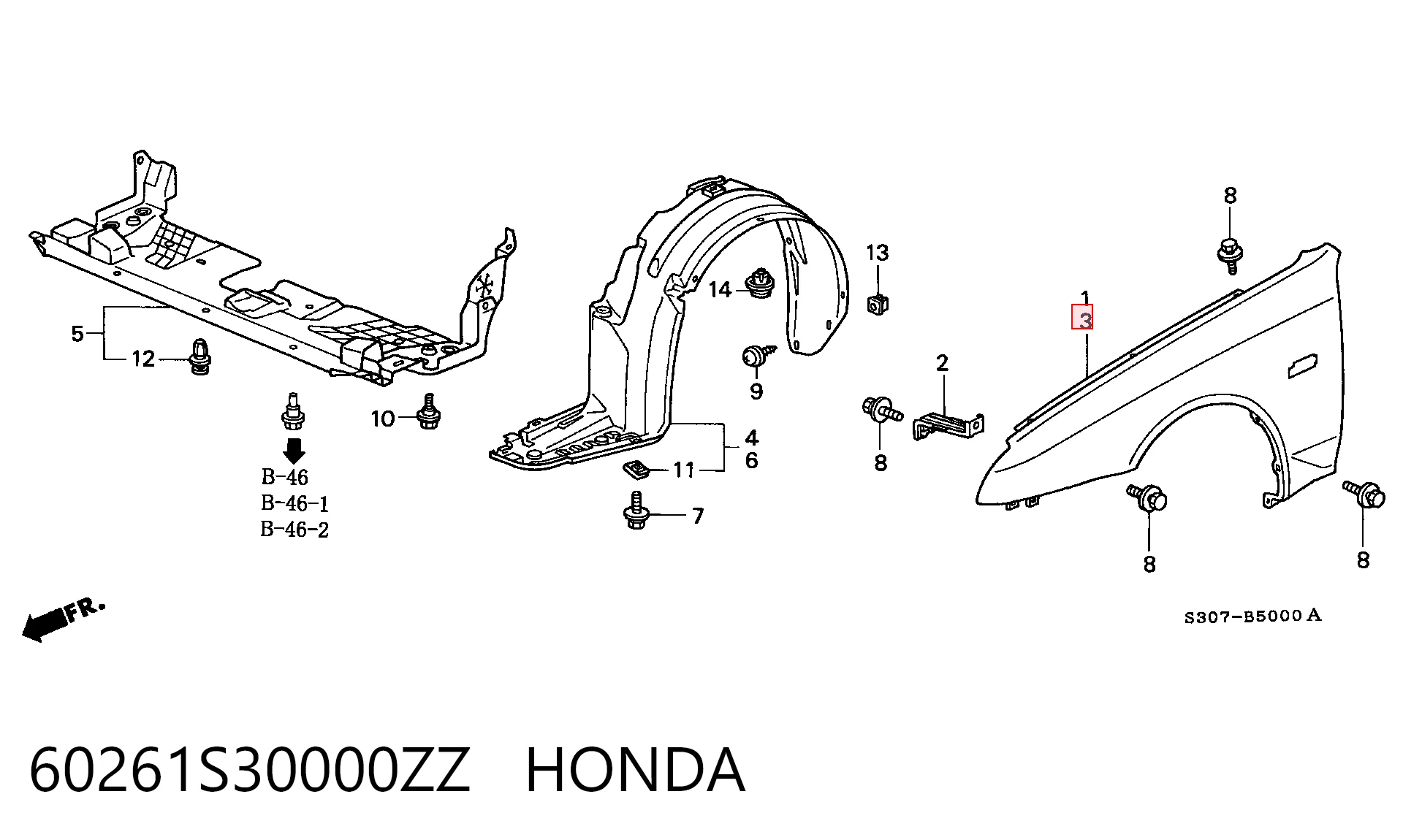 Крило переднє ліве Honda Prelude 5 BB