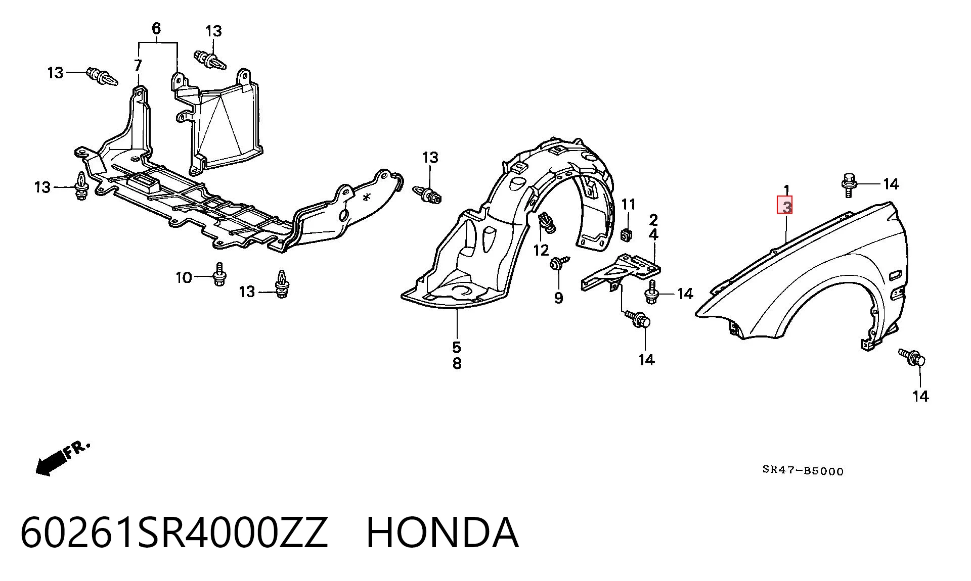 Переднє ліве крило на Honda Civic V EG, EH