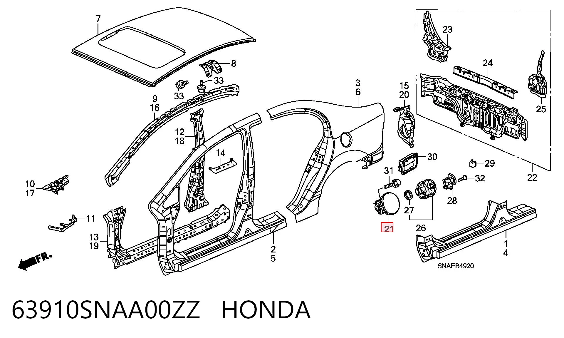 Дверцята бензобака на Honda Civic VIII FD, FA
