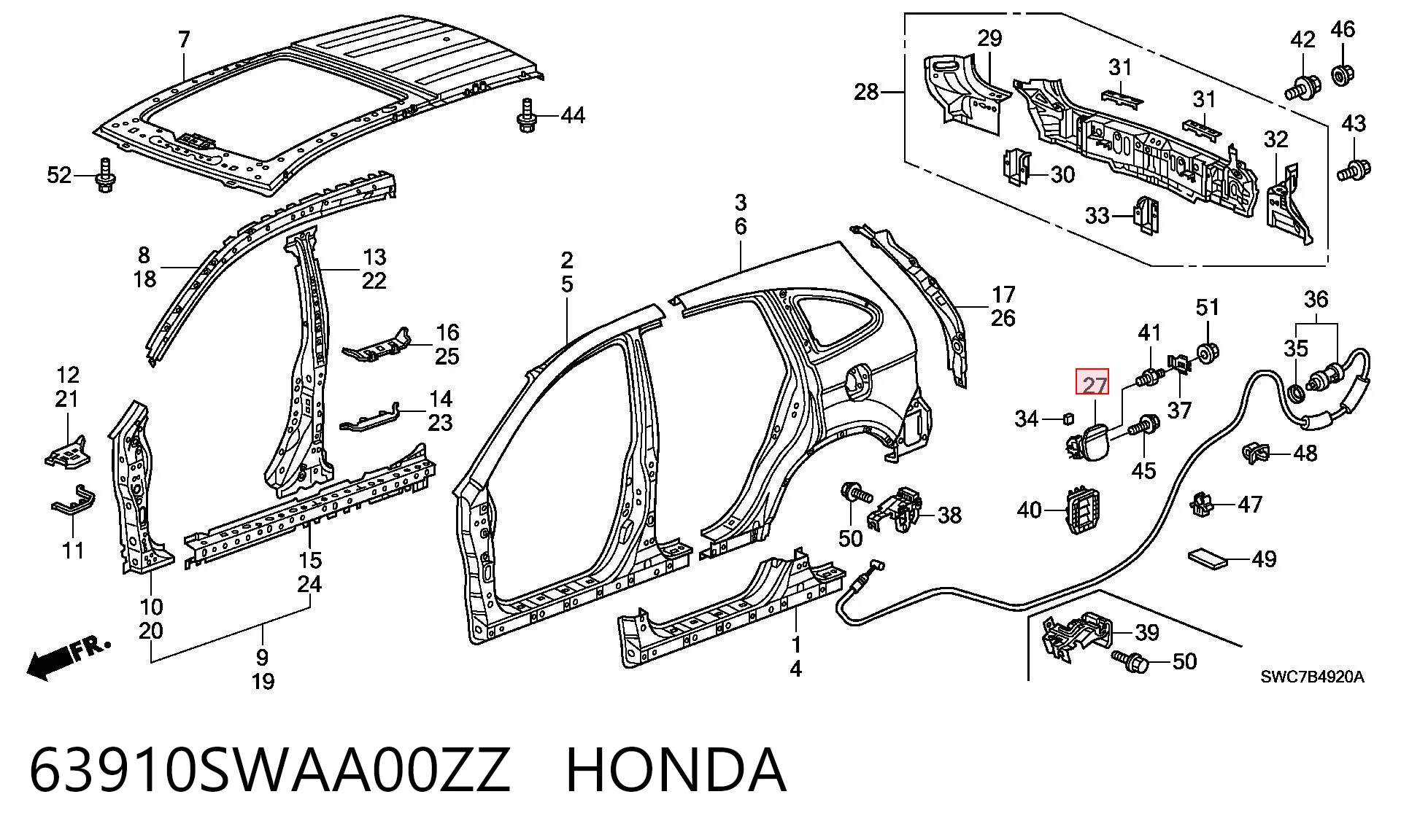 Дверцята бензобака на Honda CR-V III RE