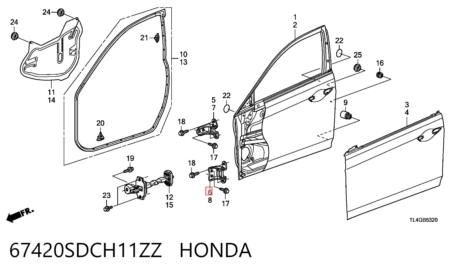 67420SDCH11ZZ Honda Завіса передніх дверей