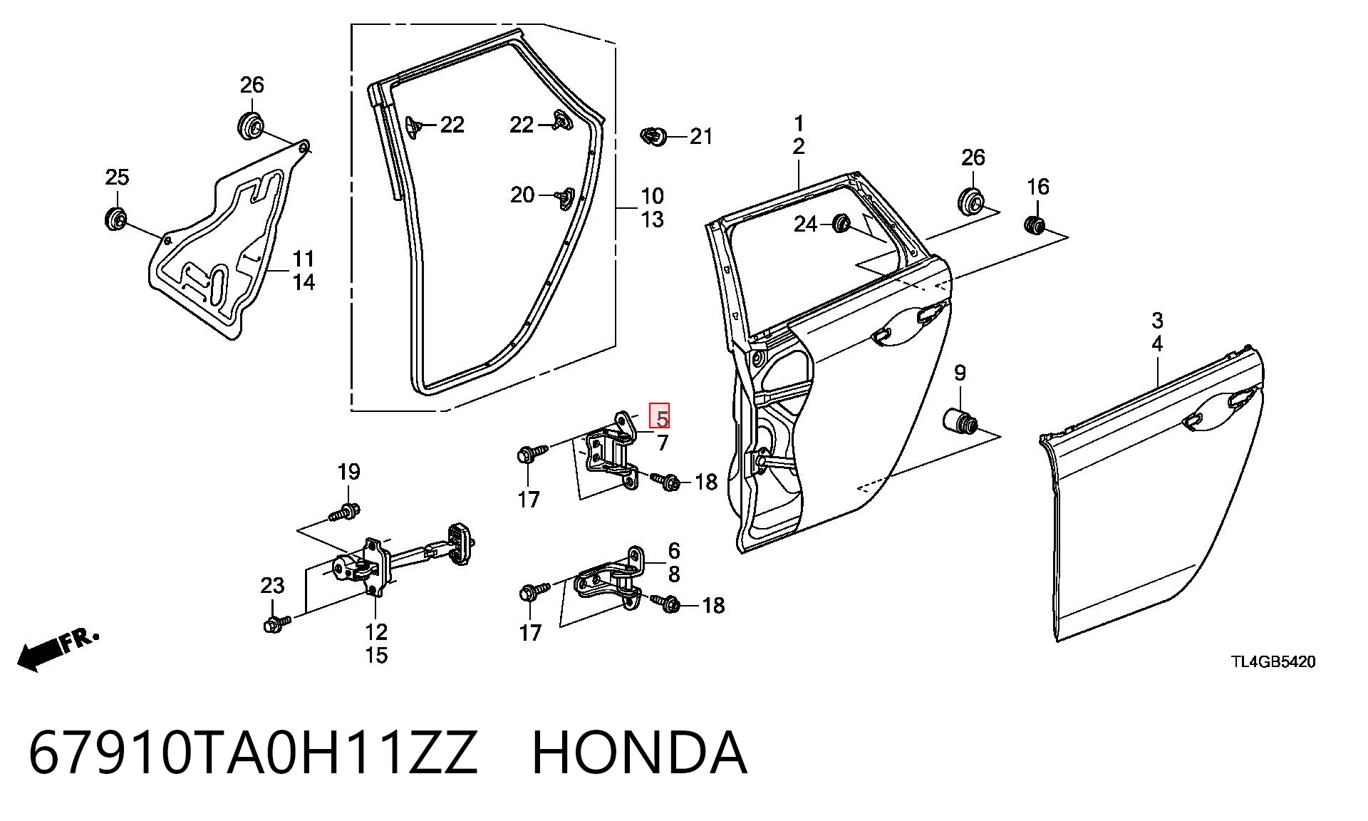 67910TA0H11ZZ Honda Петля заднтої двері, правої