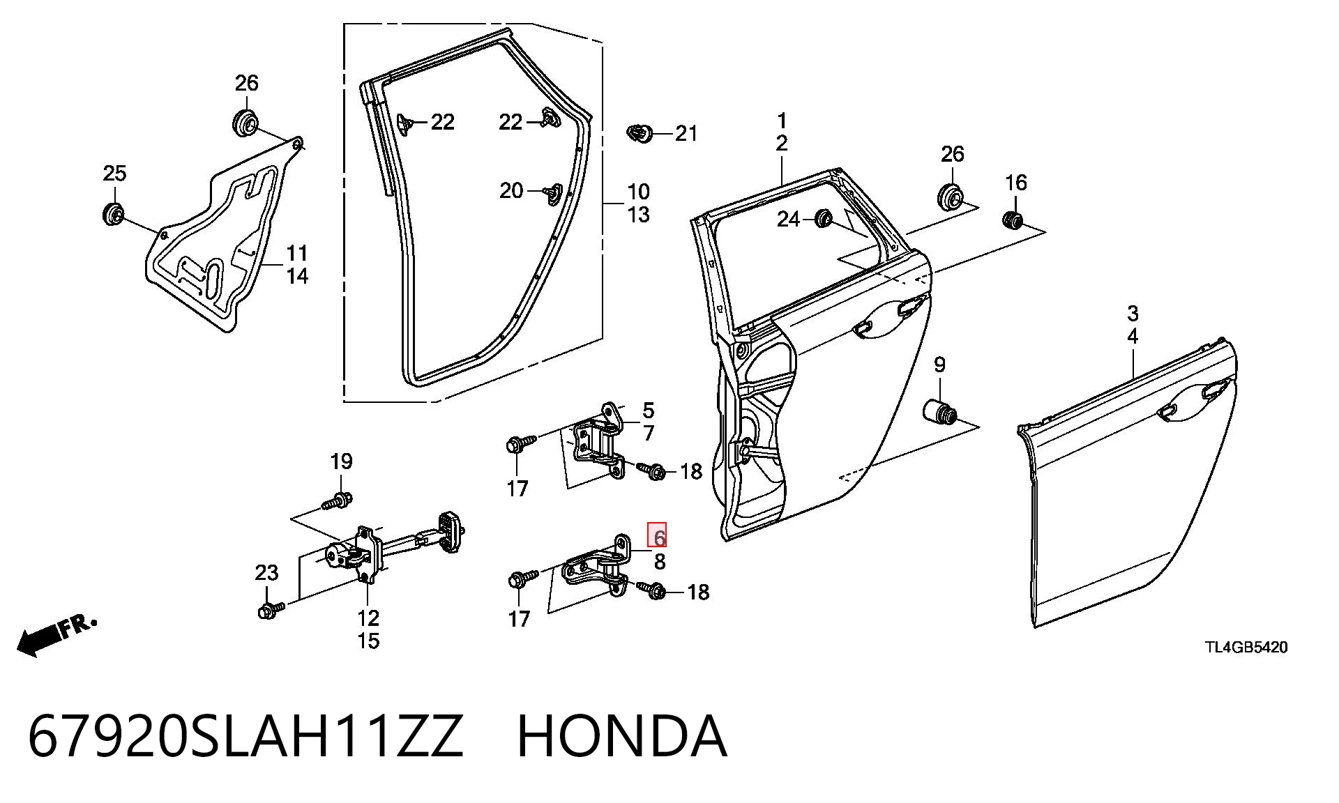 67920SLAH11ZZ Honda Петля заднтої двері, правої