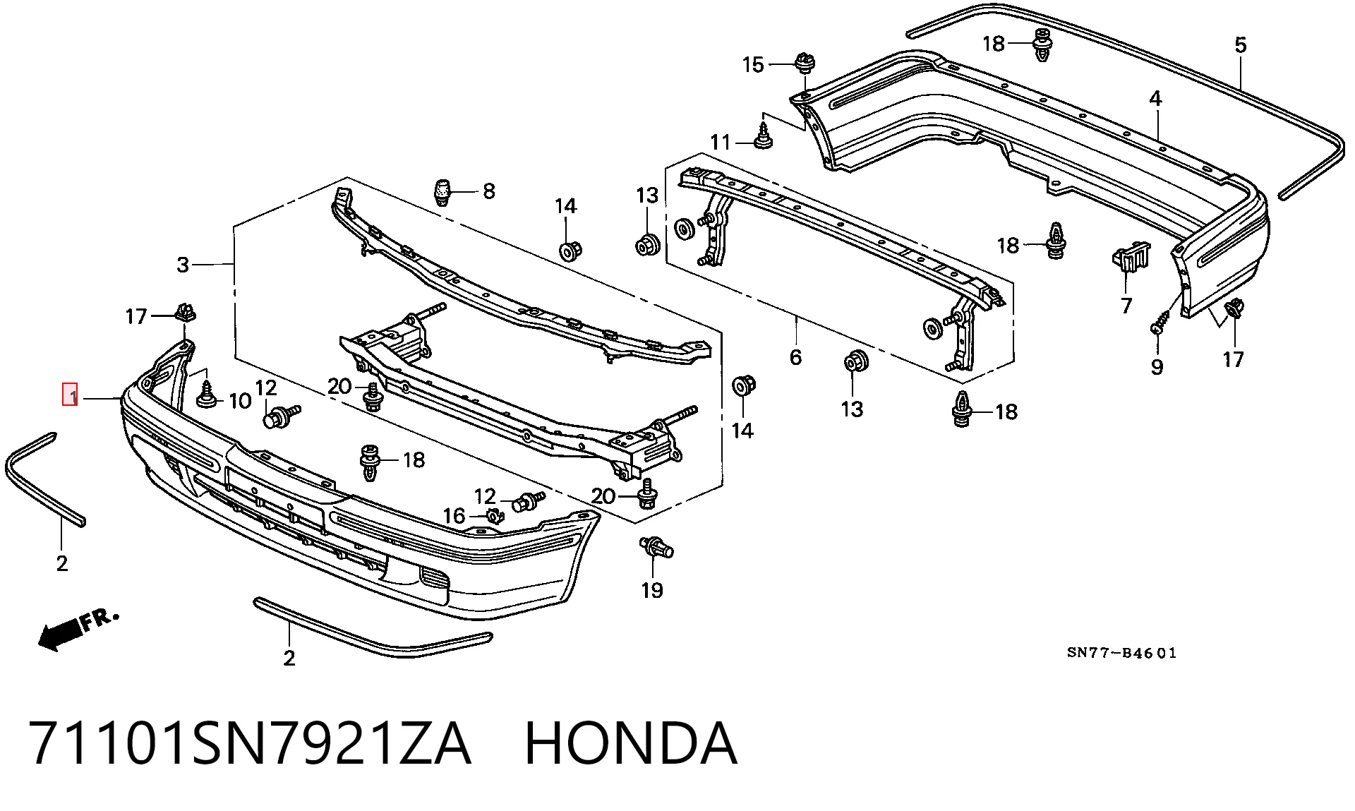 Бампер передній Honda Accord 5 CE, CF