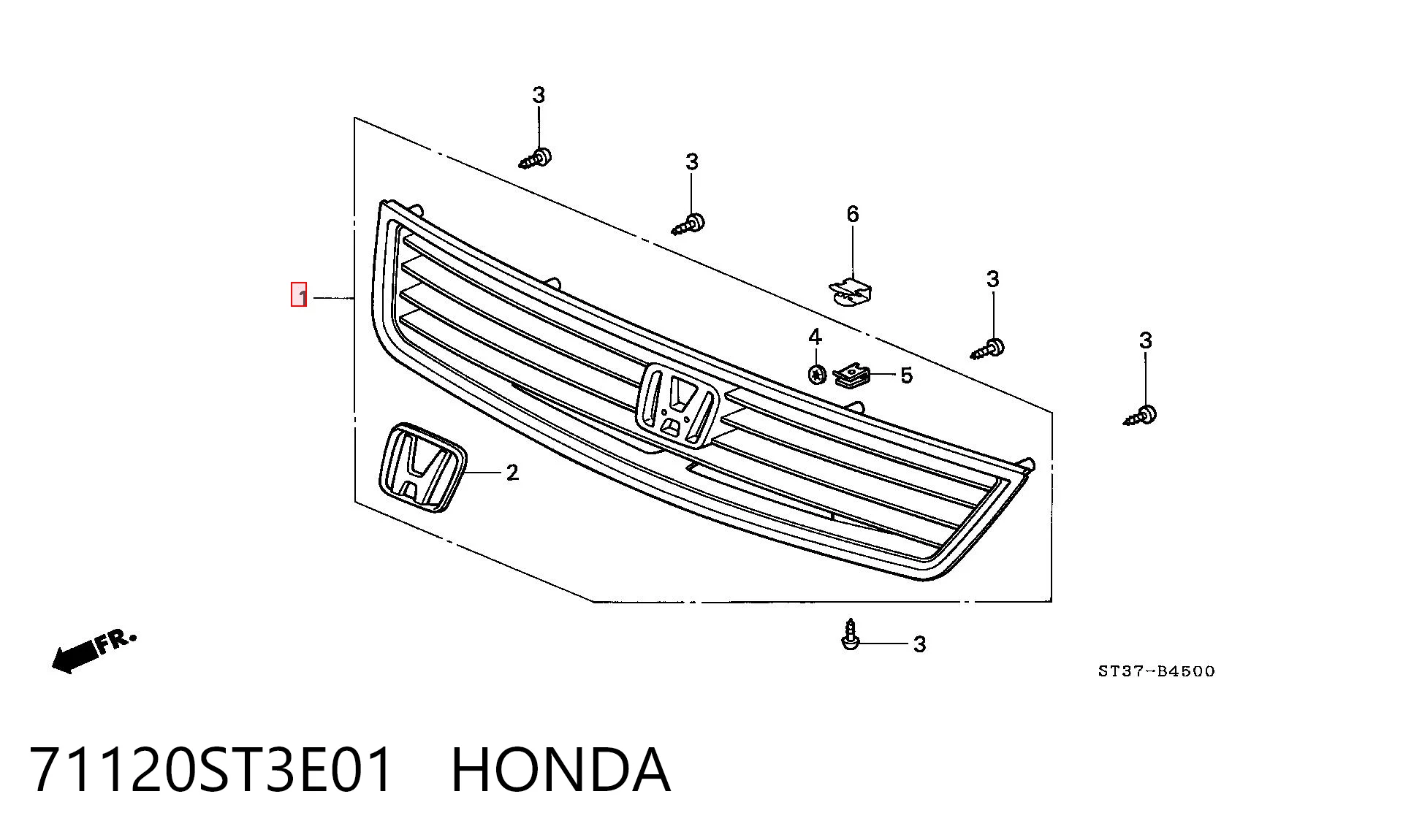 Решітка радіатора Honda Civic 6 MA,MB