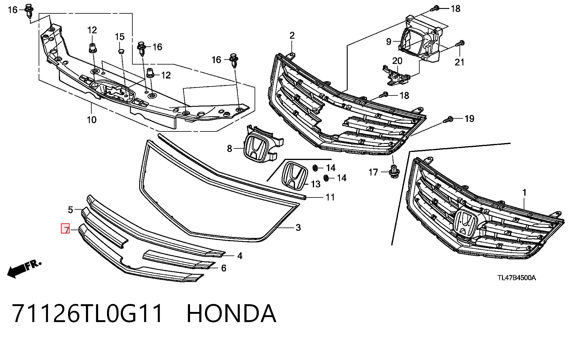 71126TL0G11 Honda Решітка радіатора
