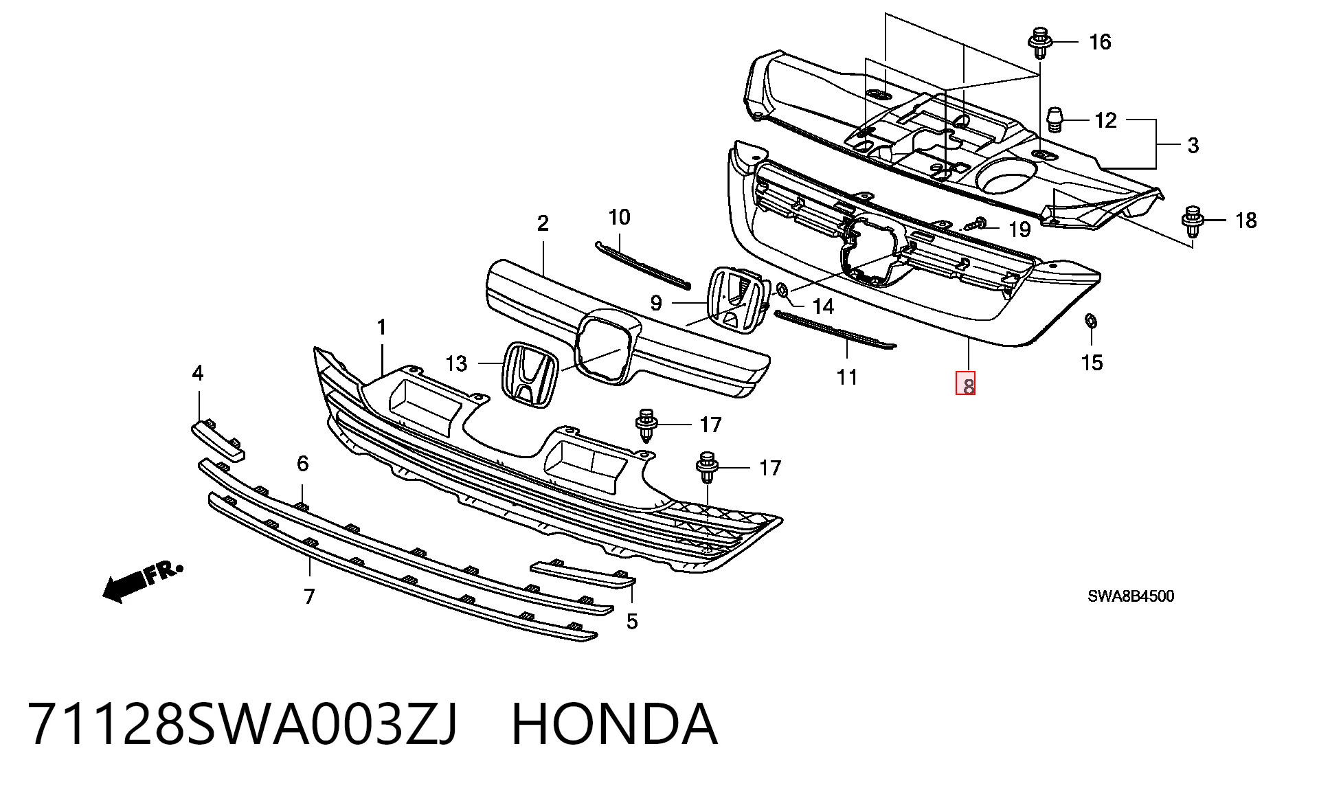Облицювання радіатора Honda CR-V III позашляховик (RE) (2006 - 2011) ціна, від 43.99 USD