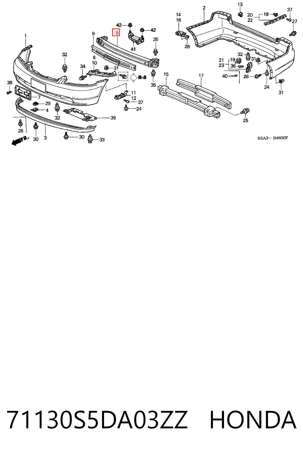 Купити Підсилювач бампера переднього Honda Civic VI EJ9, EK3/4