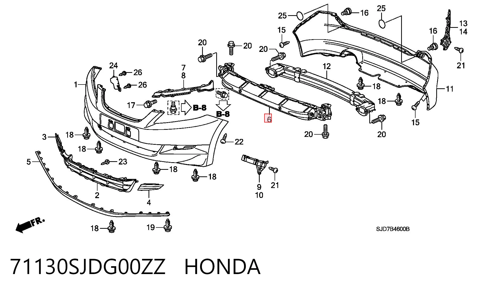 Підсилювач бампера переднього Honda FR-V BE