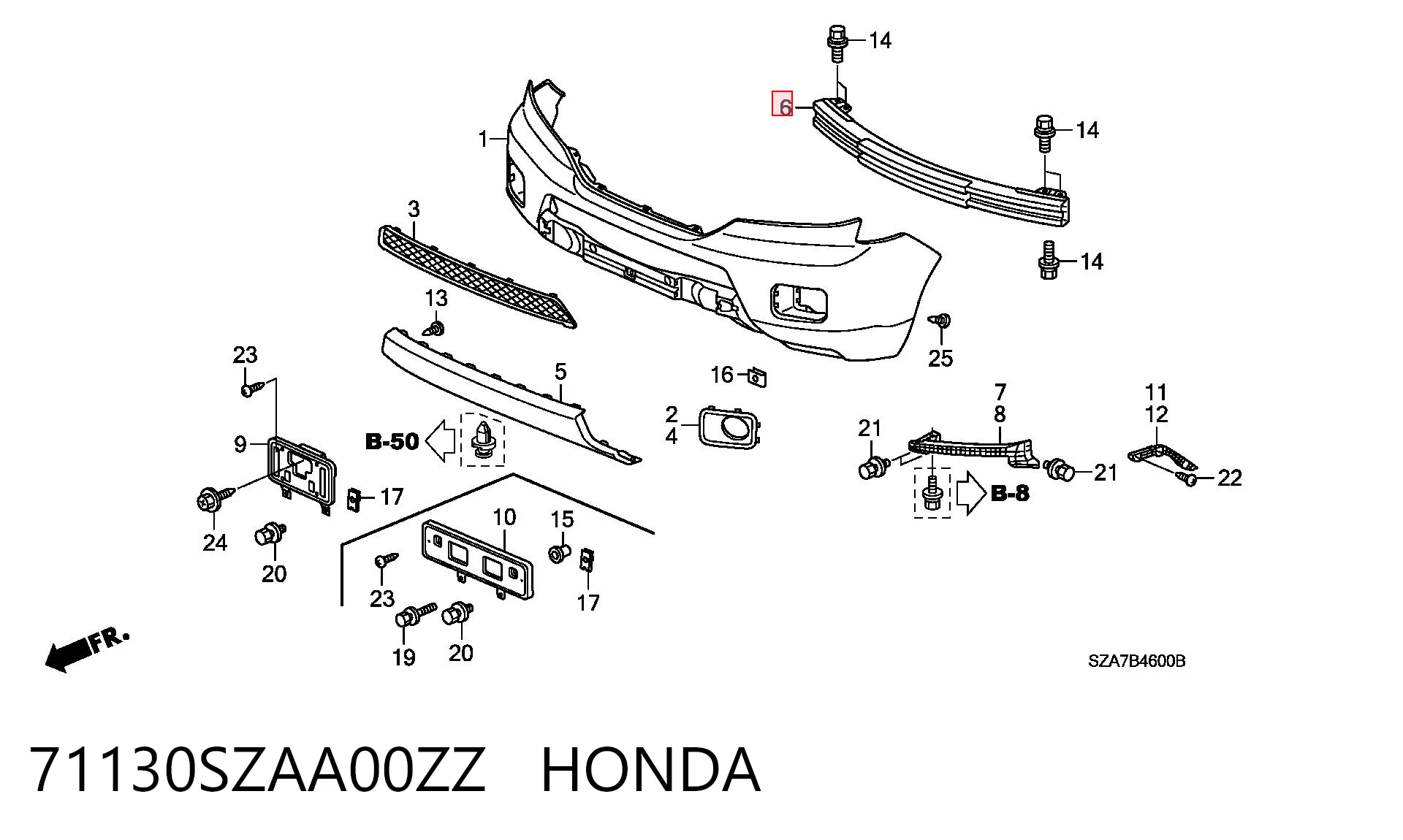 Балка бампера переднього на Honda Pilot II 