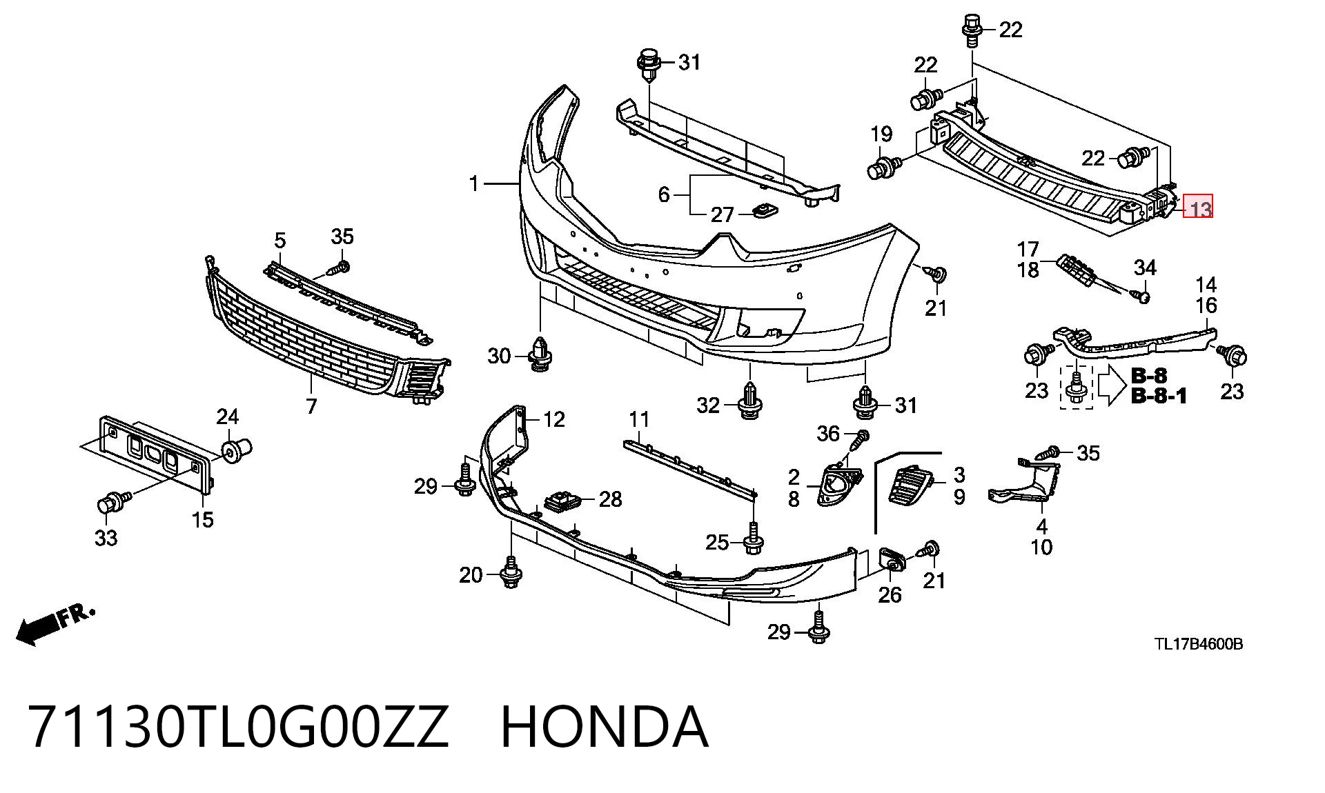 Балка бампера переднього на Honda Accord VIII CU