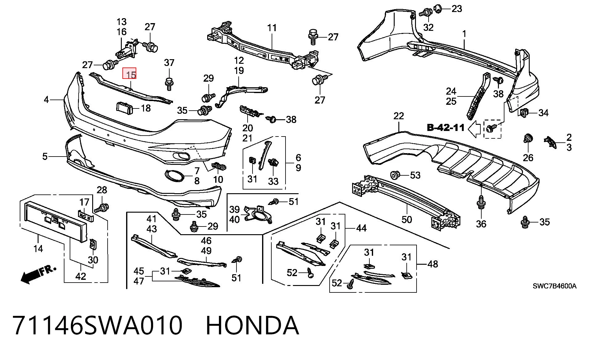 71146SWA010 Honda Кронштейн бампера переднього, центральний