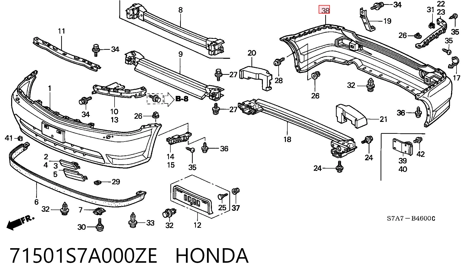 Бампер задній Honda STREAM RN
