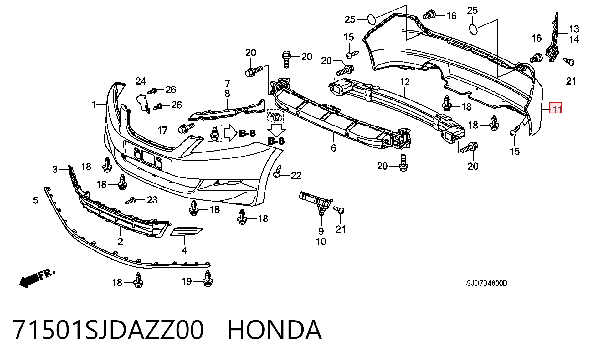 Буфер (бампер) задній на Honda FR-V  BE