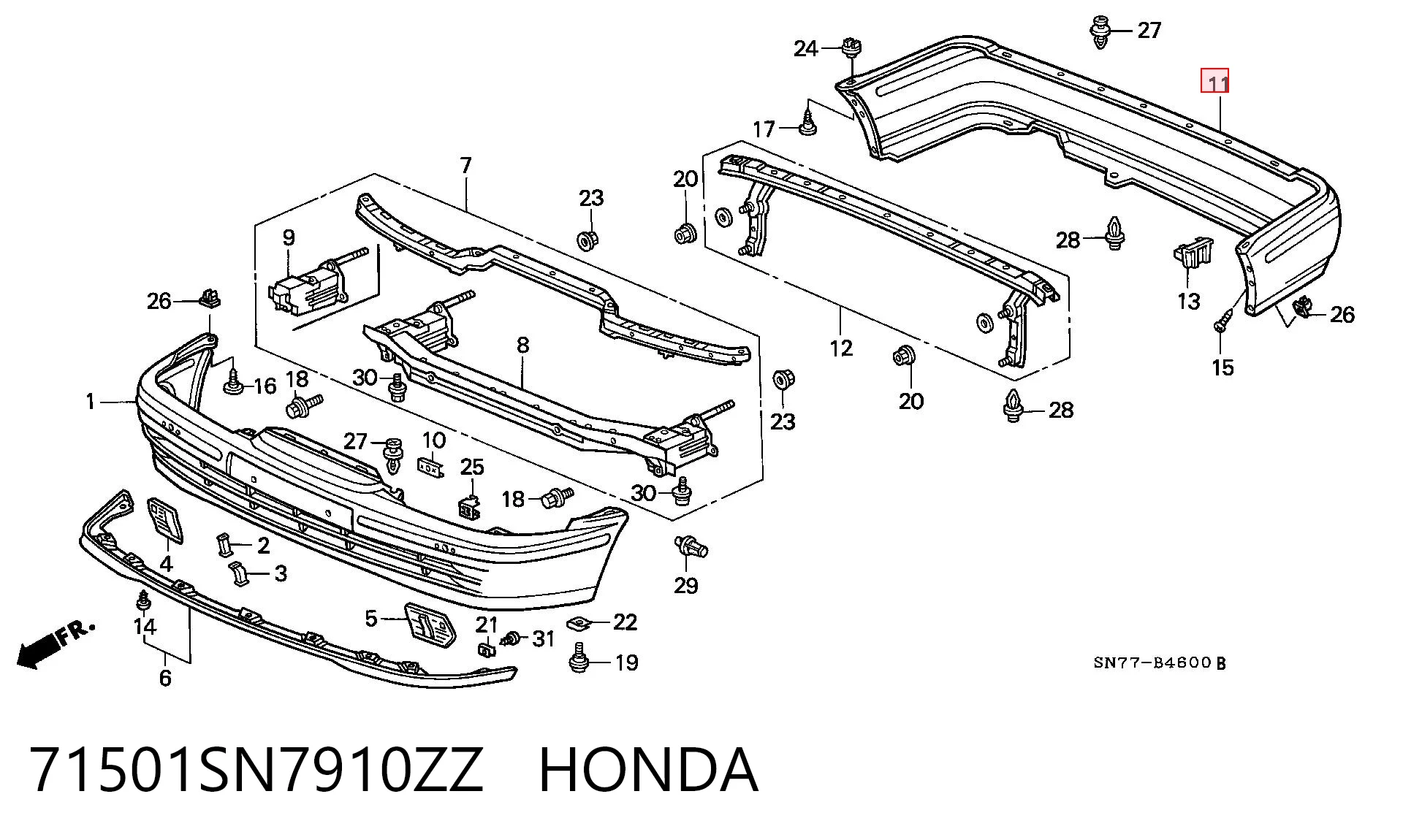 Бампер задній Honda Accord 5 CC7