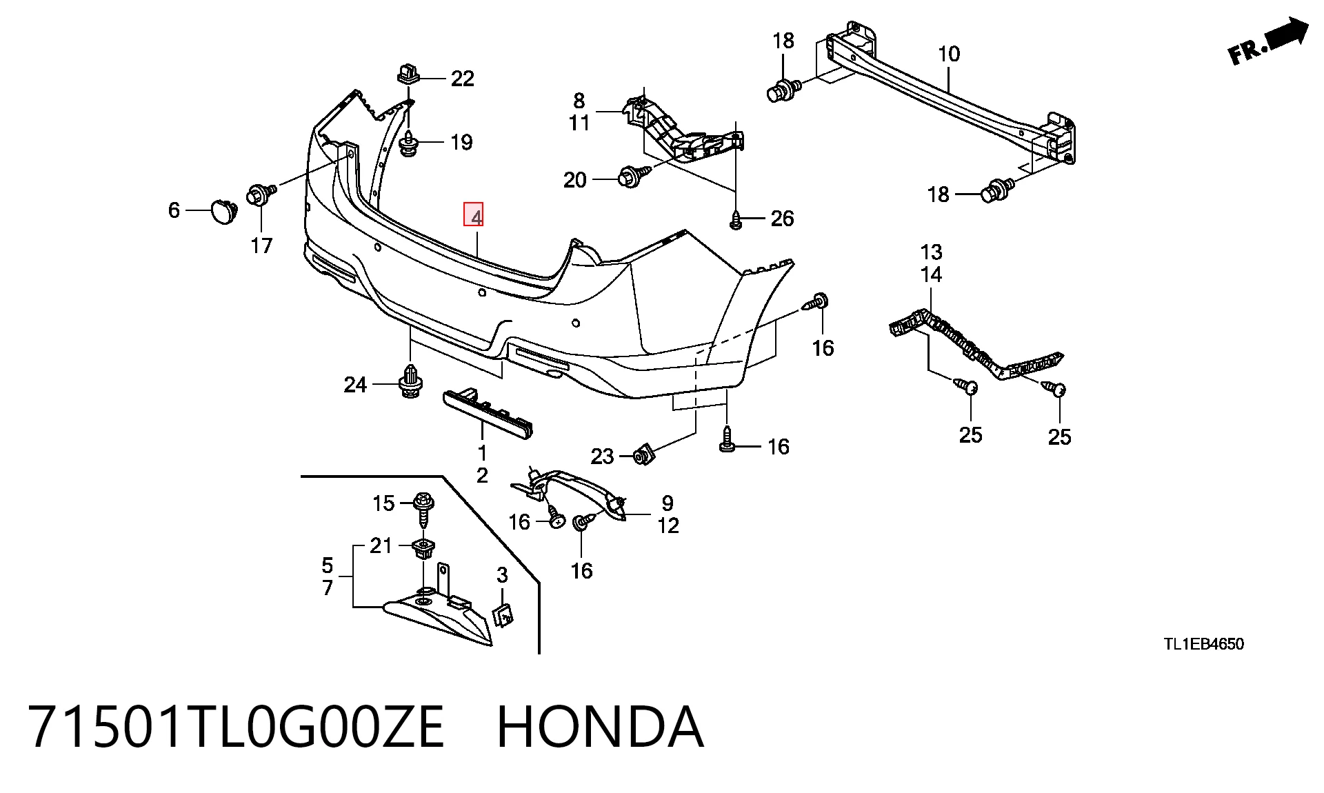  Задній бампер Honda Accord 8