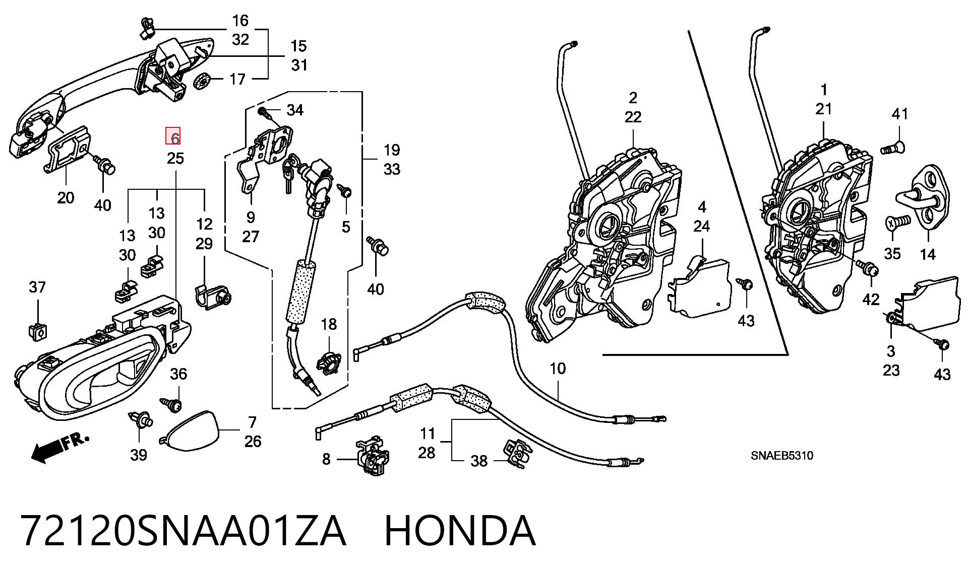 72120SNAA01ZA Honda Ручка передньої двері внутрішня права