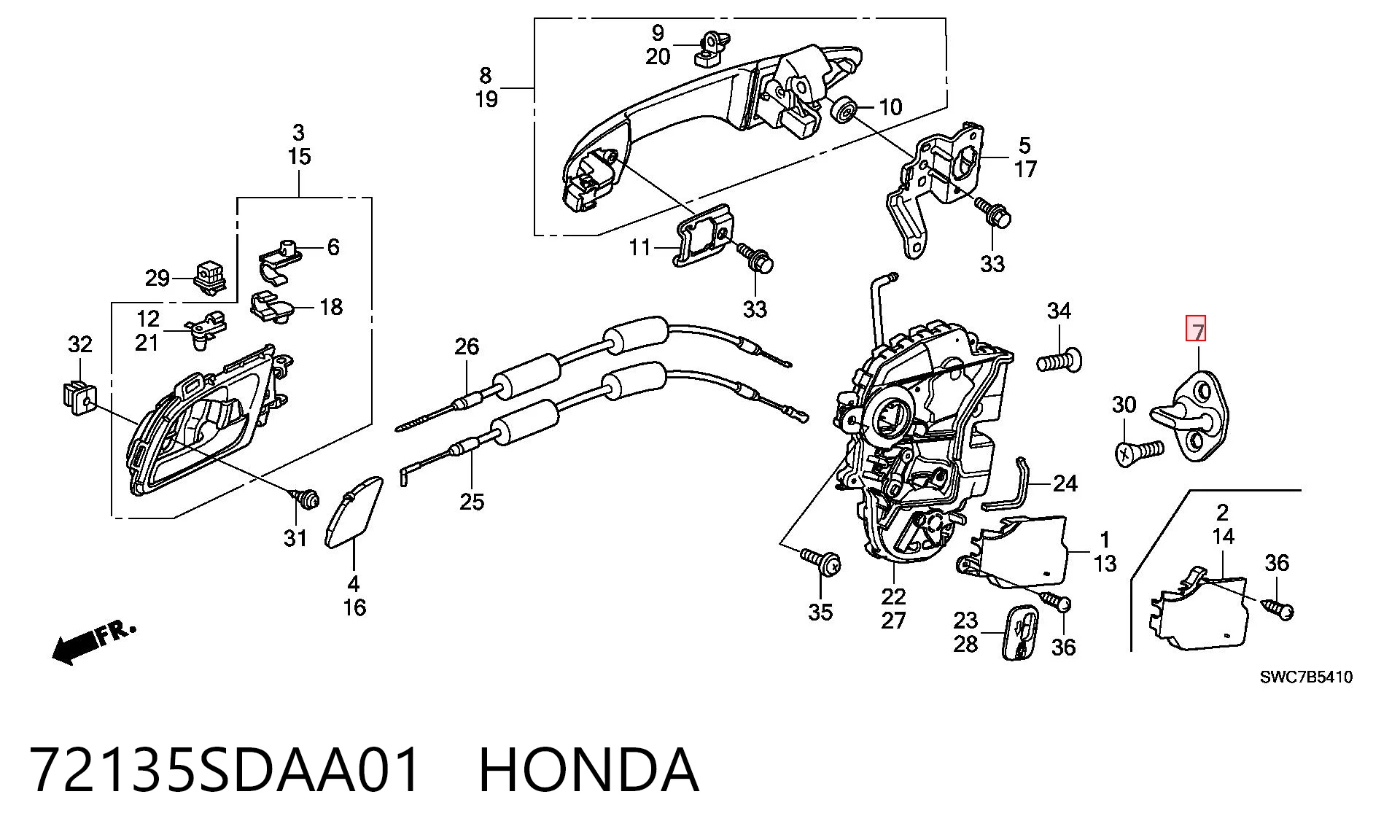 72135SDAA01 Honda Петля-зачіп (відповідна частина) замка двері передньої