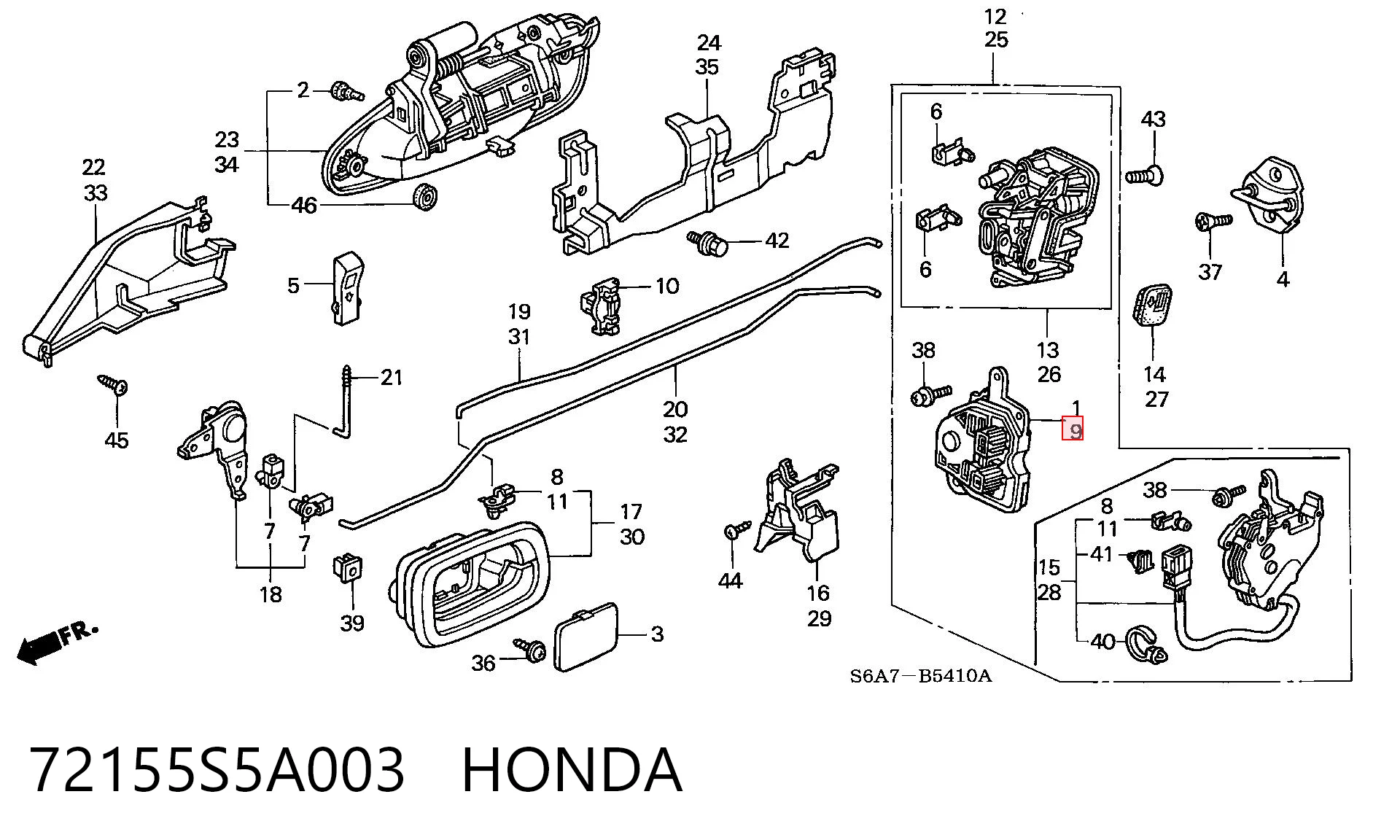 72155S5A003 Honda Актуатор дверей, задніх, лівих