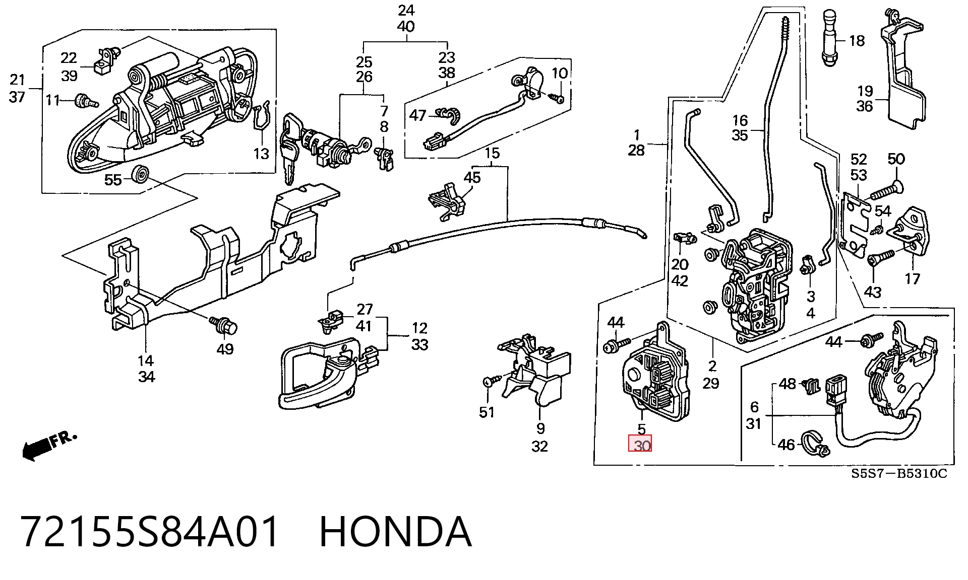 72155S84A01 Honda Актуатор двері, передній, лівий