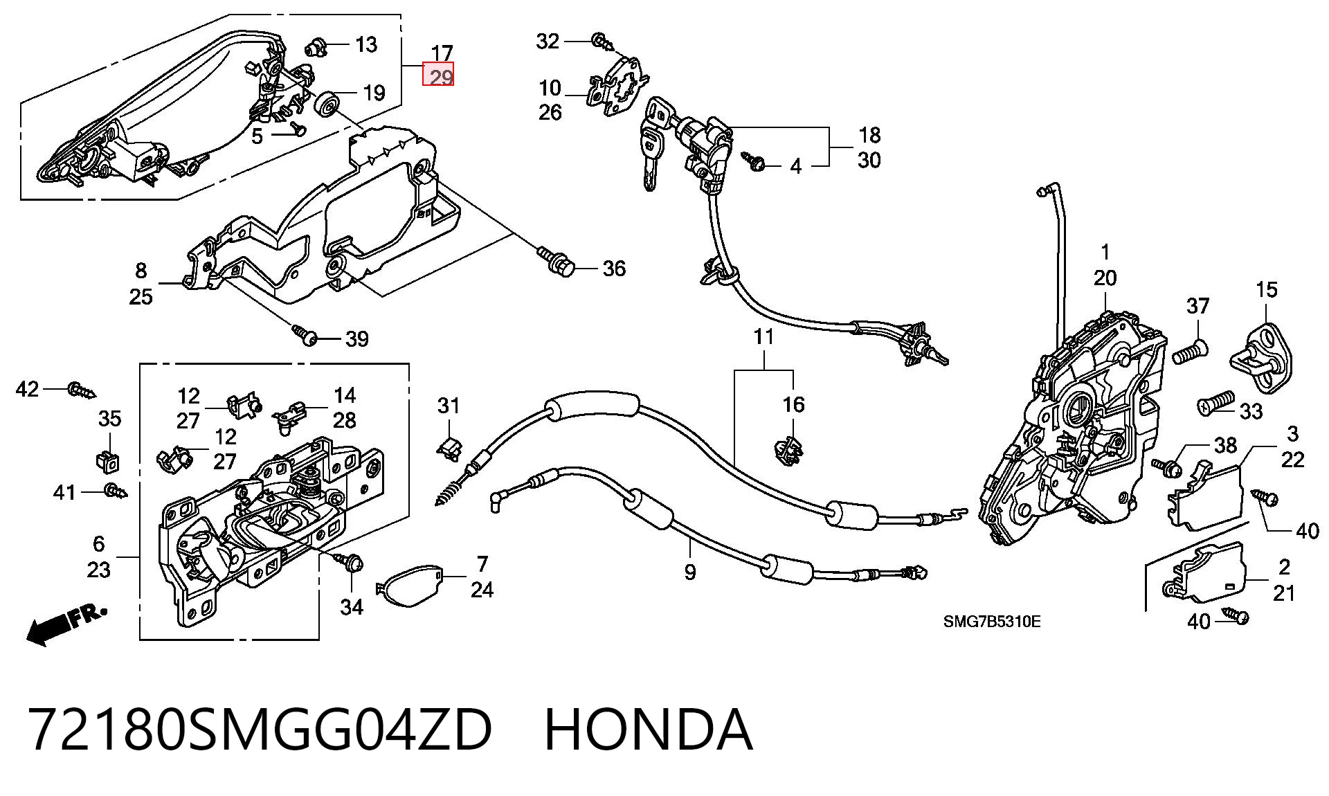 72180SMGG04ZD Honda Ручка передніх дверей зовнішня, ліва