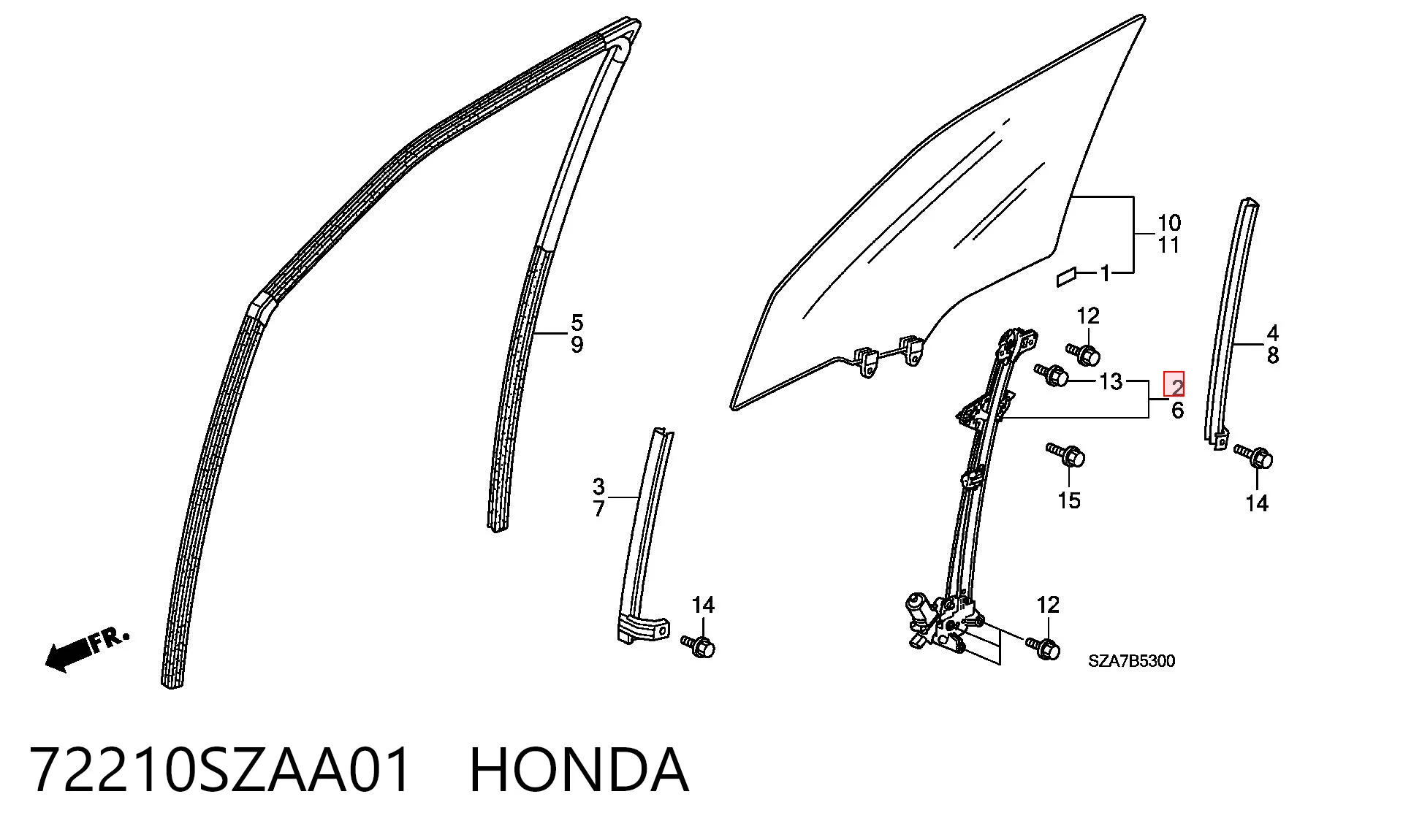 72210SZAA01 Honda Склопідйомник (механізм переміщення скла)