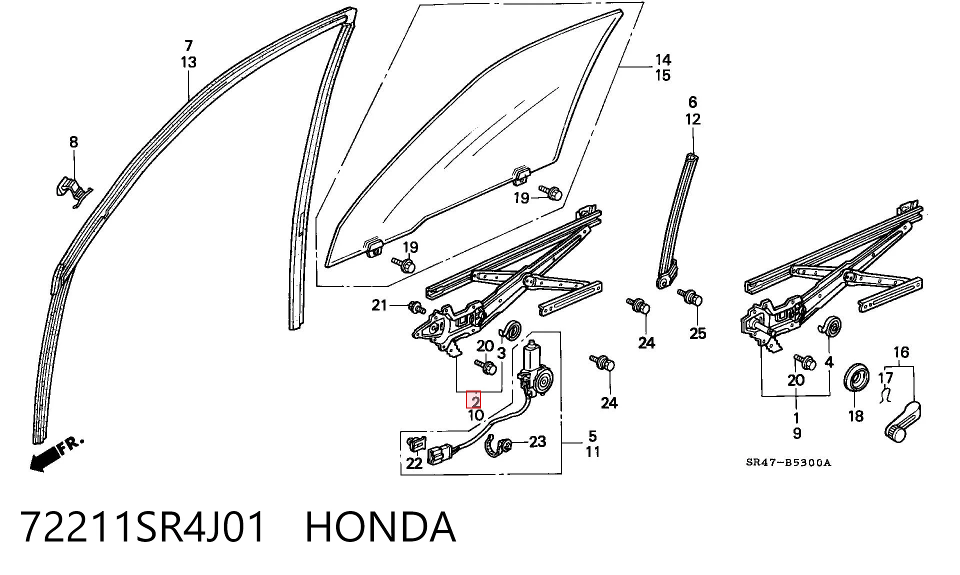 Механізм склопідіймача дверей передніх, правих Honda Civic V седан (EG, EH) (1991 - 1996) ціна, від 19.00 USD