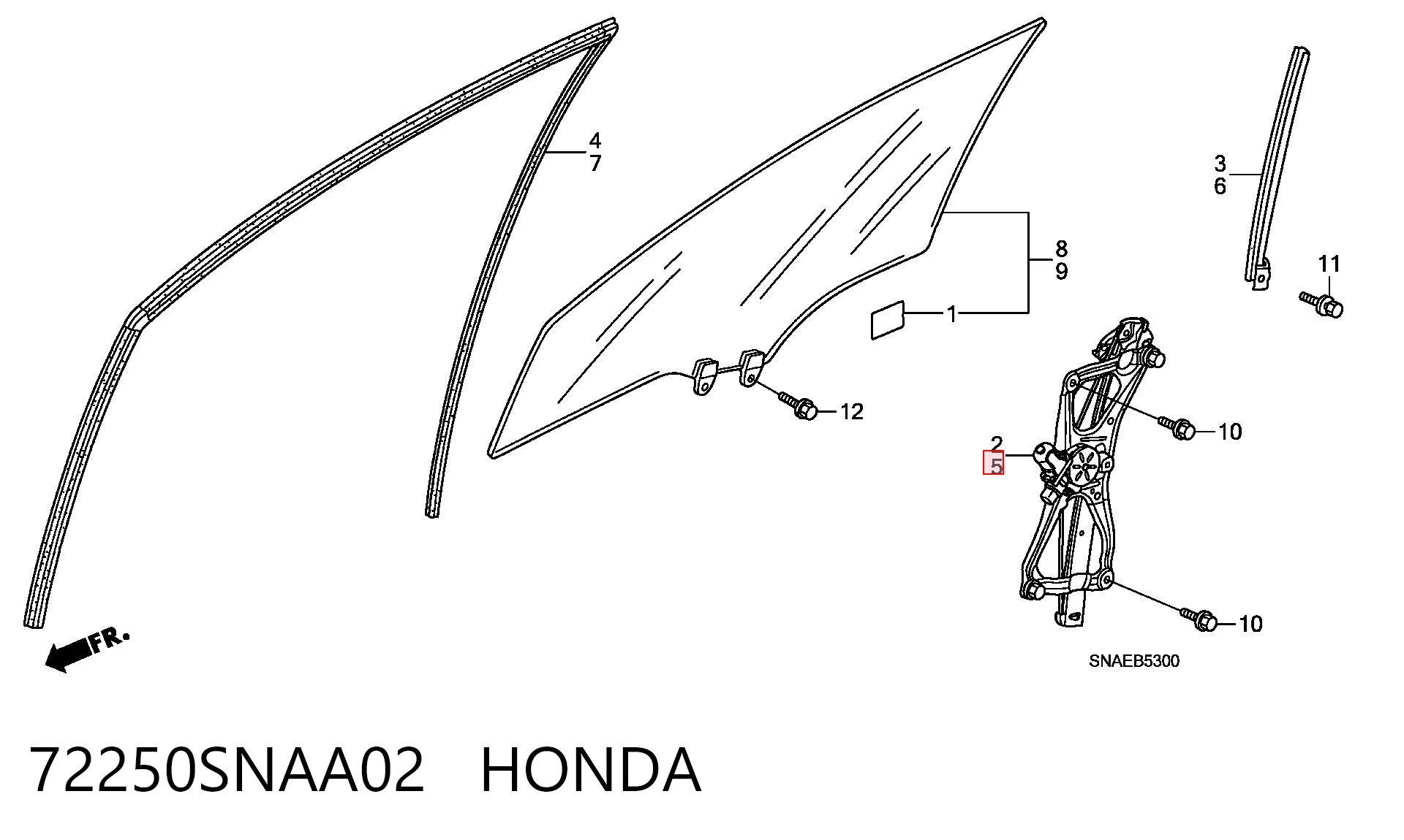 72250SNAA02 Honda Підйомник механічний вітрового скла