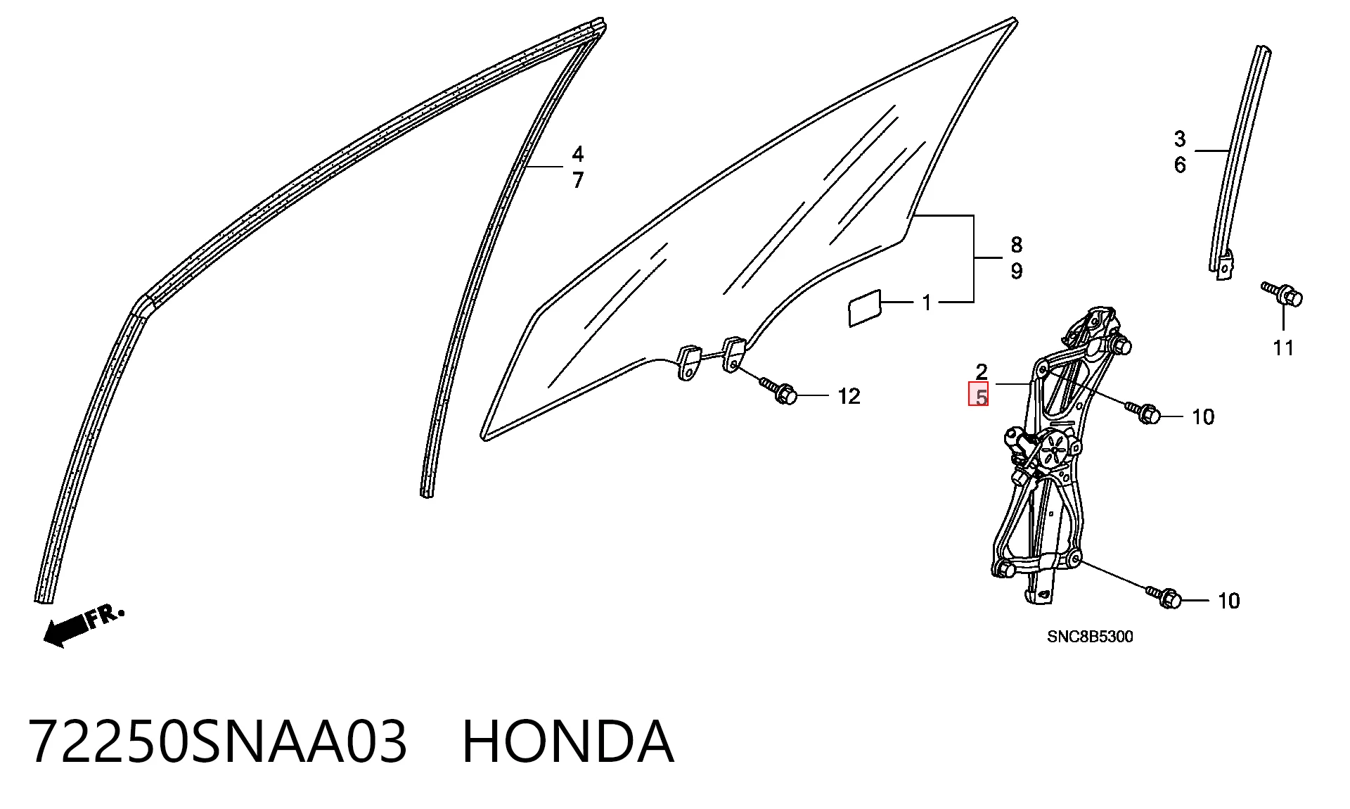 72250SNAA03 Honda Підйомник механічний вітрового скла