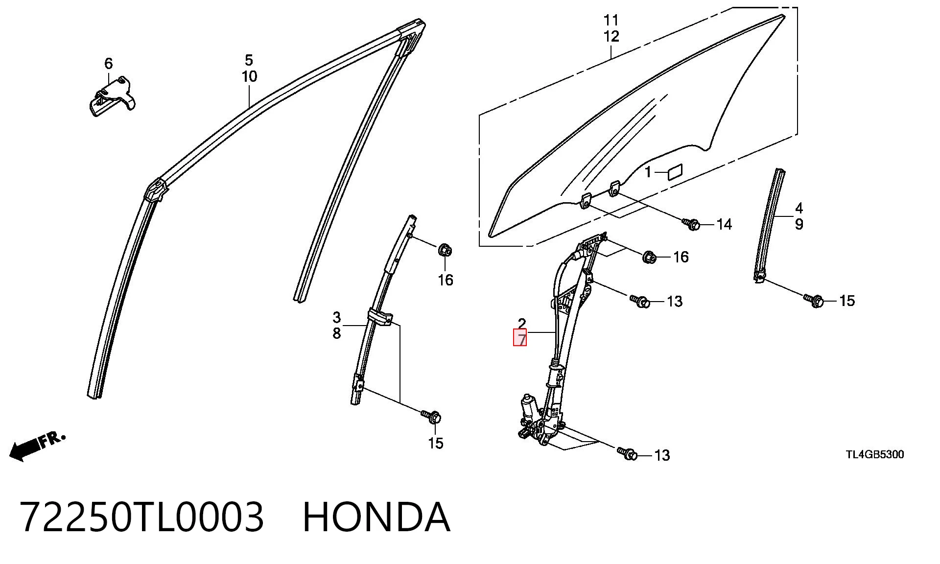 72250TL0003 Honda Підйомник механічний вітрового скла