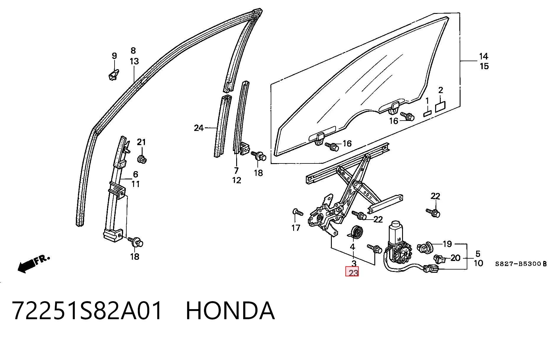 Механізм склопідіймача двері передньої, лівої Honda Accord 6 CG