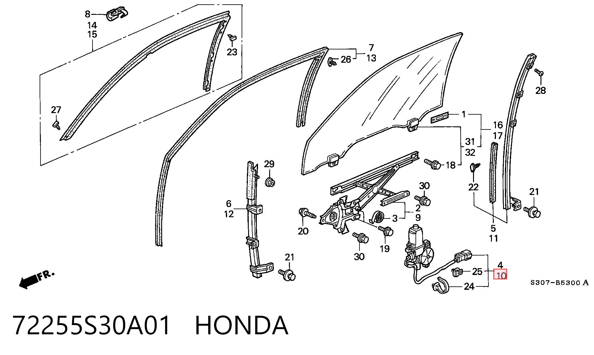 72255S30A01 Honda Підйомник механічний вітрового скла