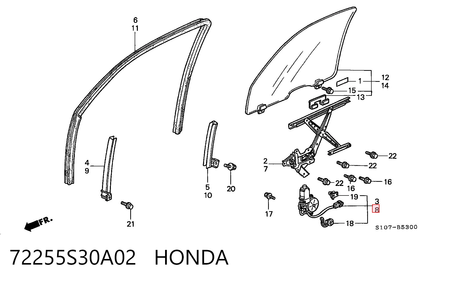 72255S30A02 Honda Підйомник механічний вітрового скла