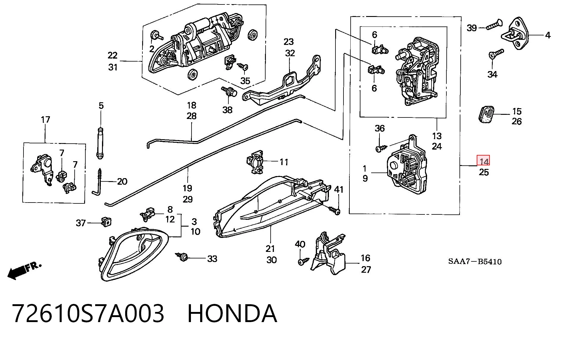 72610S7A003 Honda Замок задньої дверї, правої