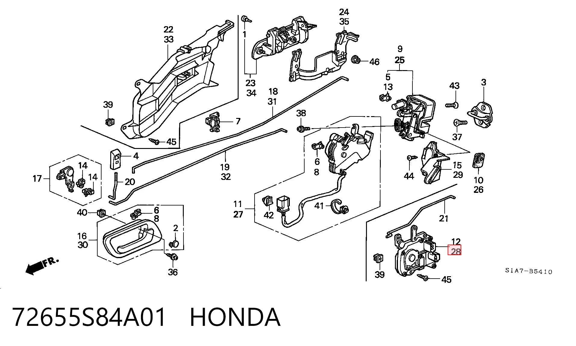 72655S84A01 Honda Актуатор дверей, задніх, лівих
