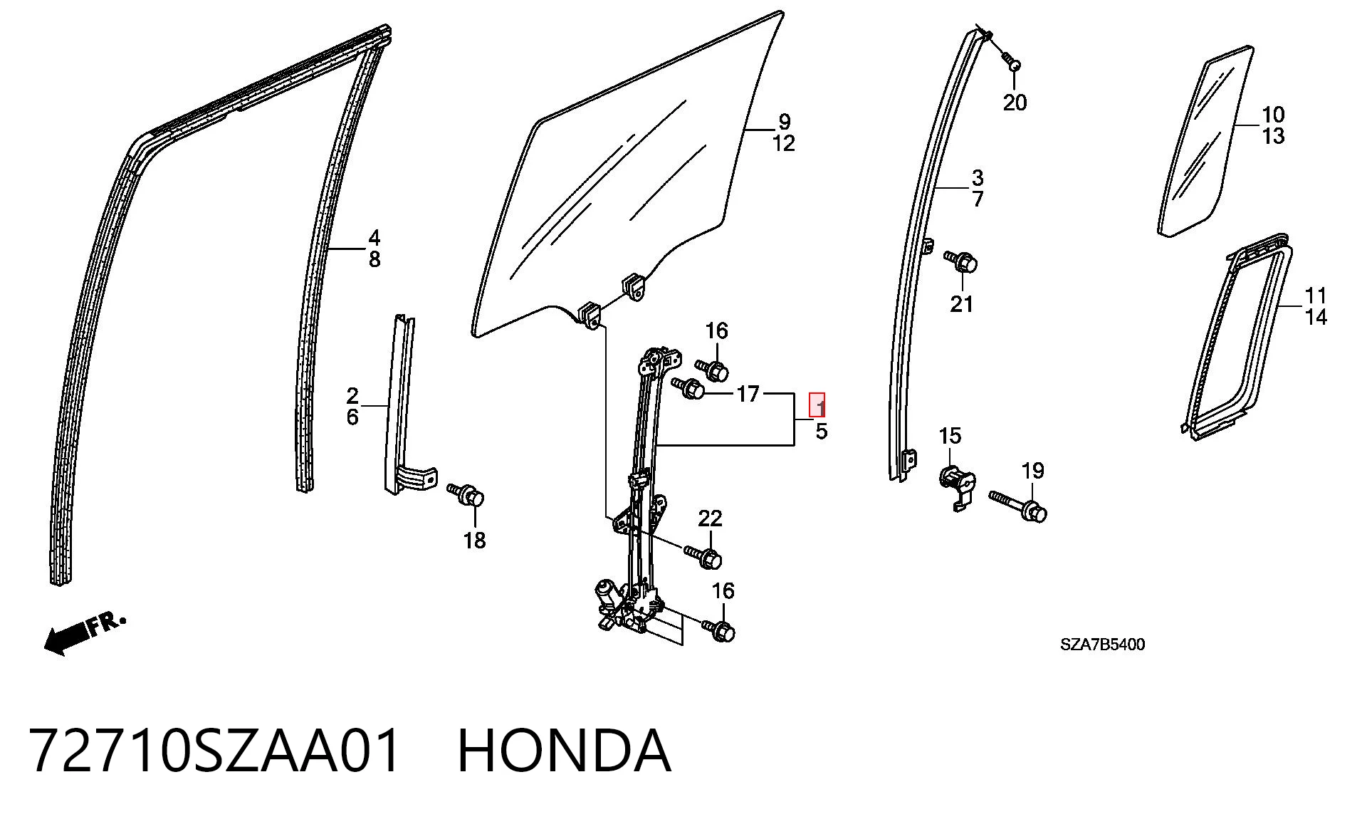 72710SZAA01 Honda Склопідйомник задніх правих дверей