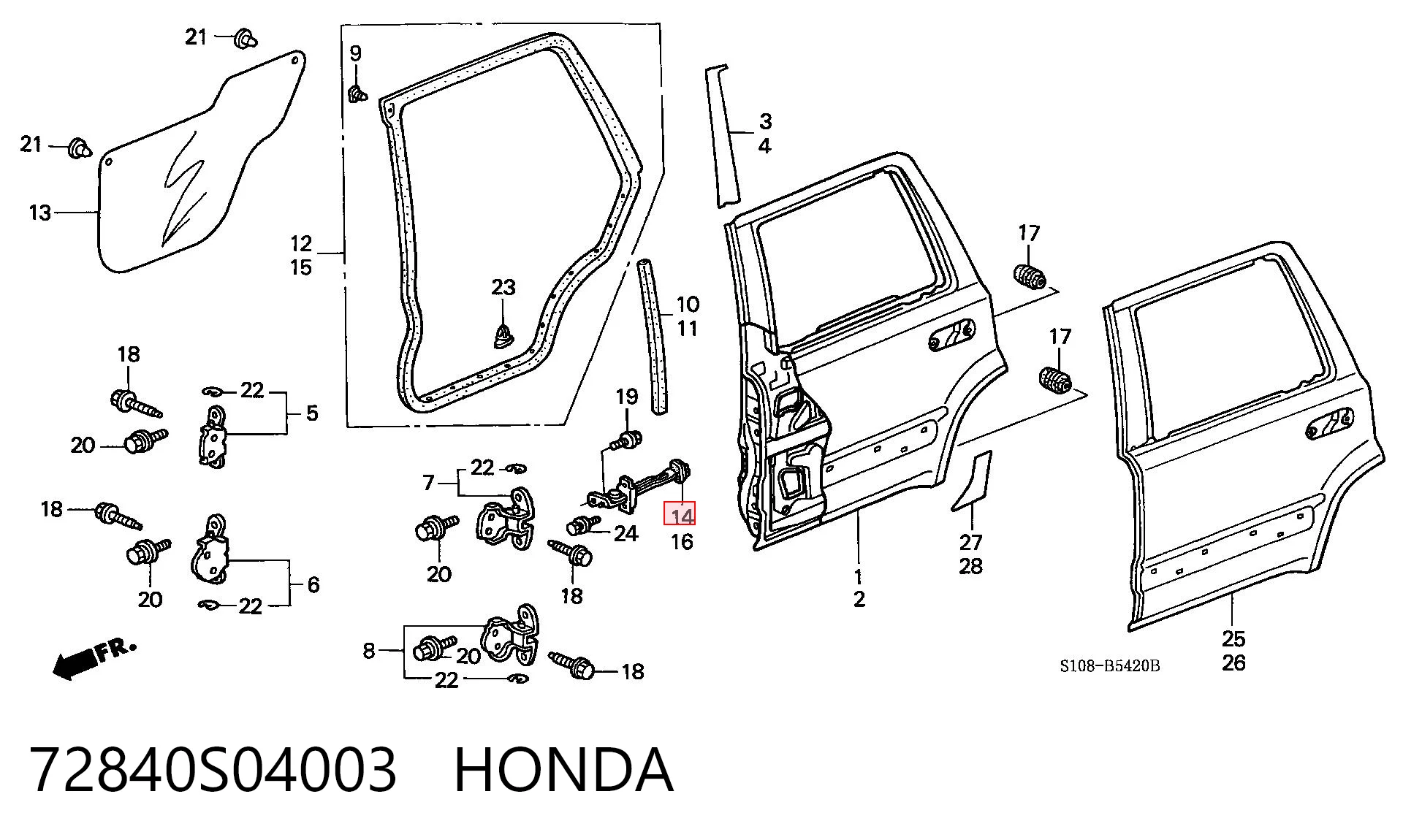 72840S04003 Honda Обмежувач відкриття дверей, задній