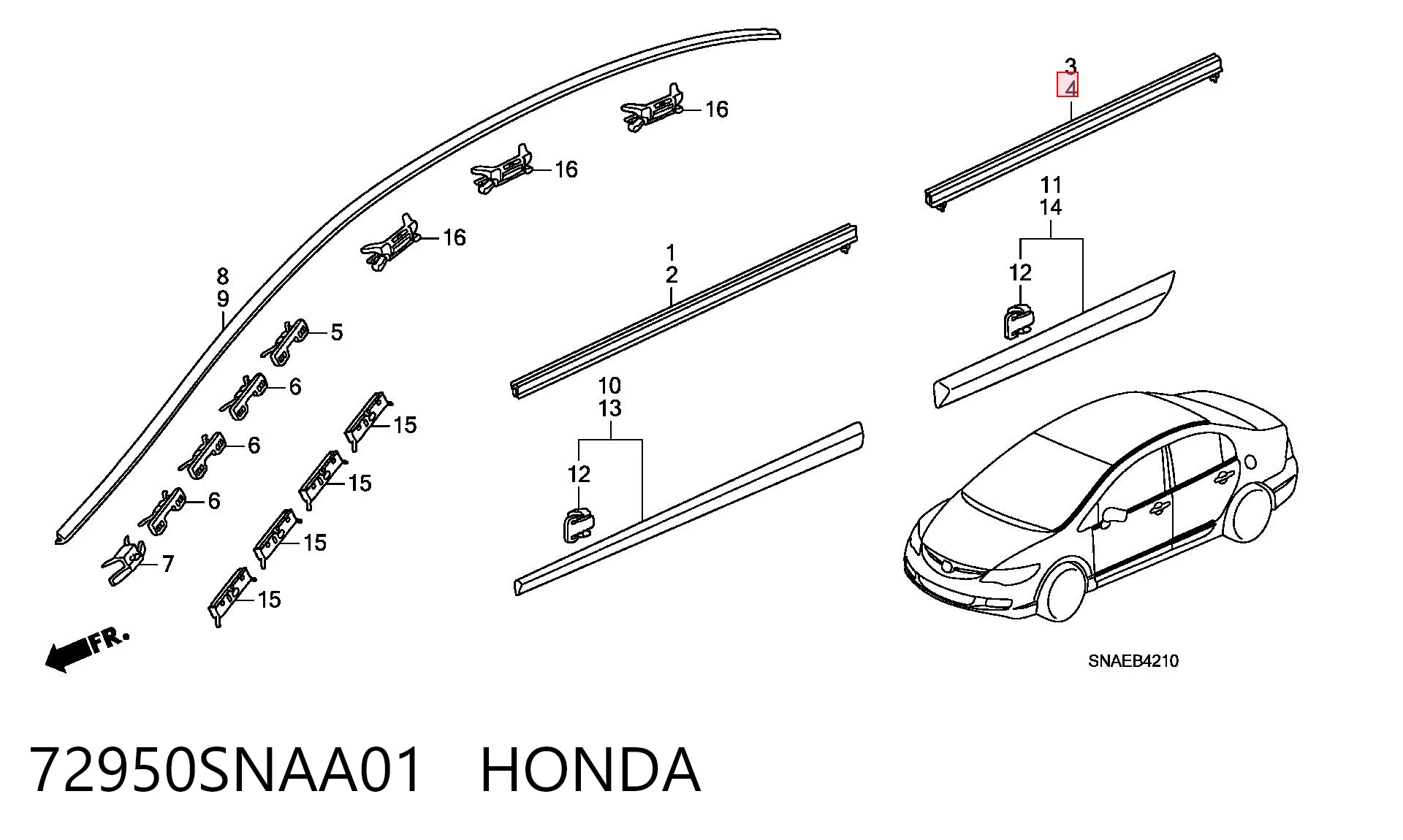 72950SNAA01 Honda Накладка задніх дверей