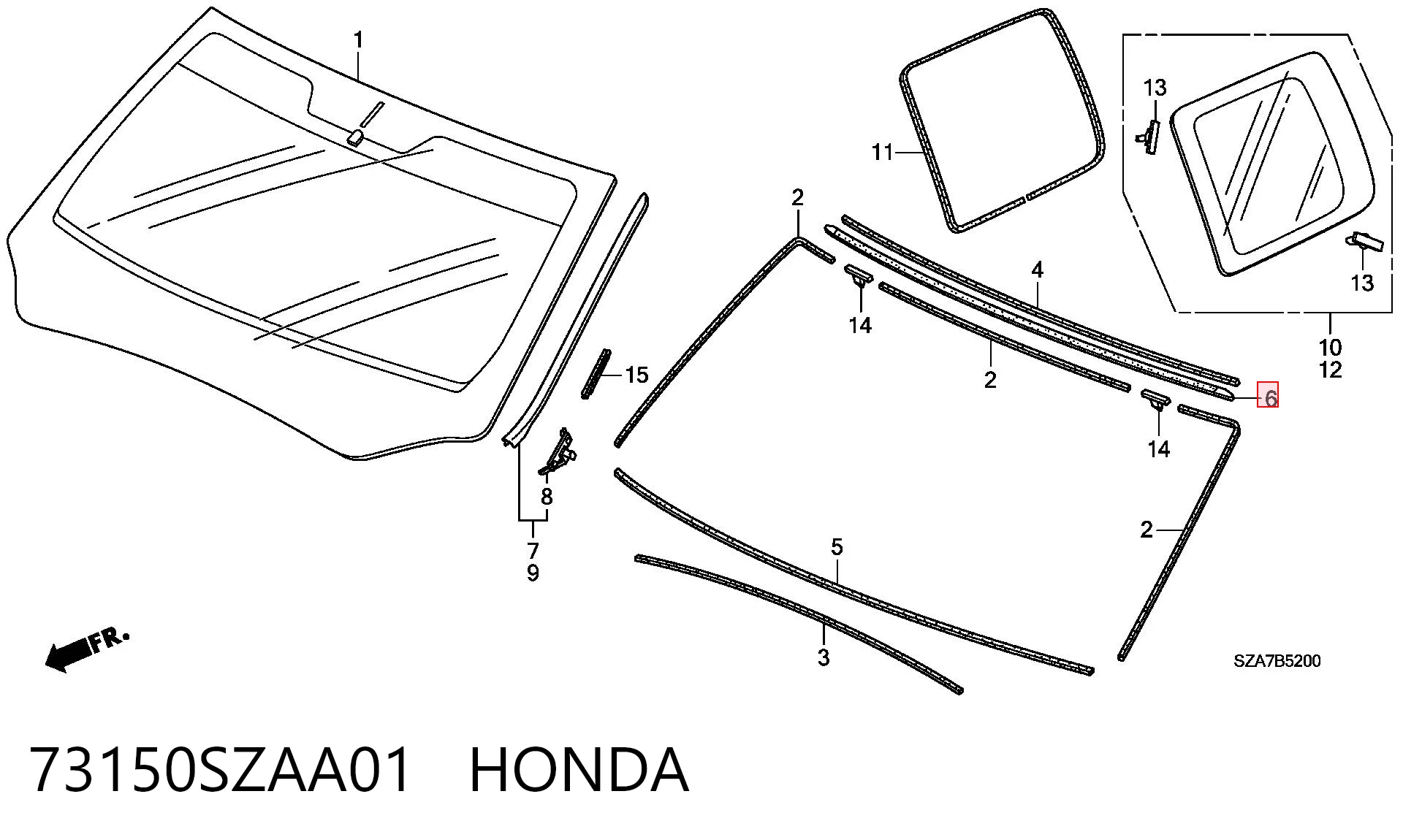 73150SZAA01 Honda Рама лобового скла