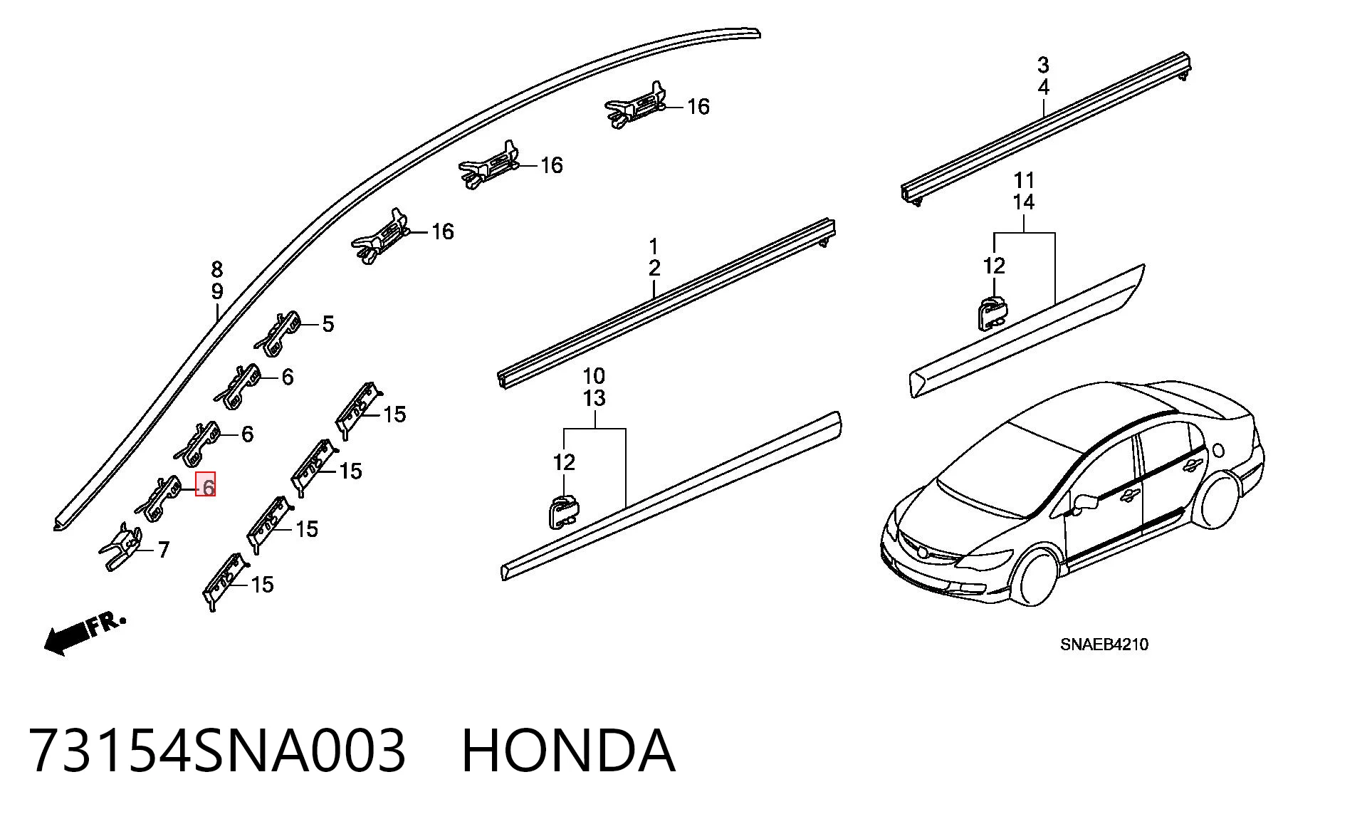 73154SNA003 Honda Кліпса кріплення накладок порогів
