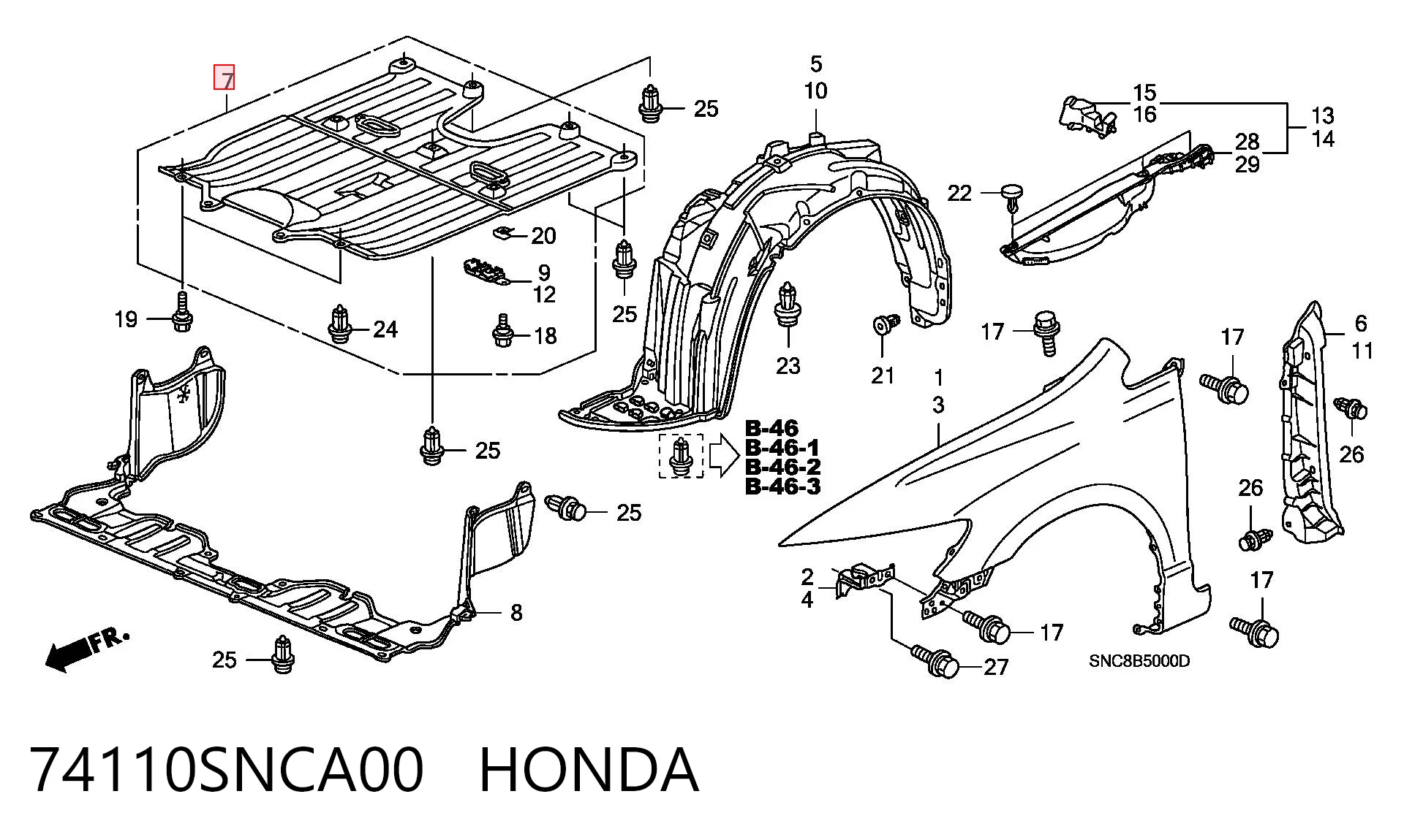 74110SNCA00 Honda Захист піддона двигуна