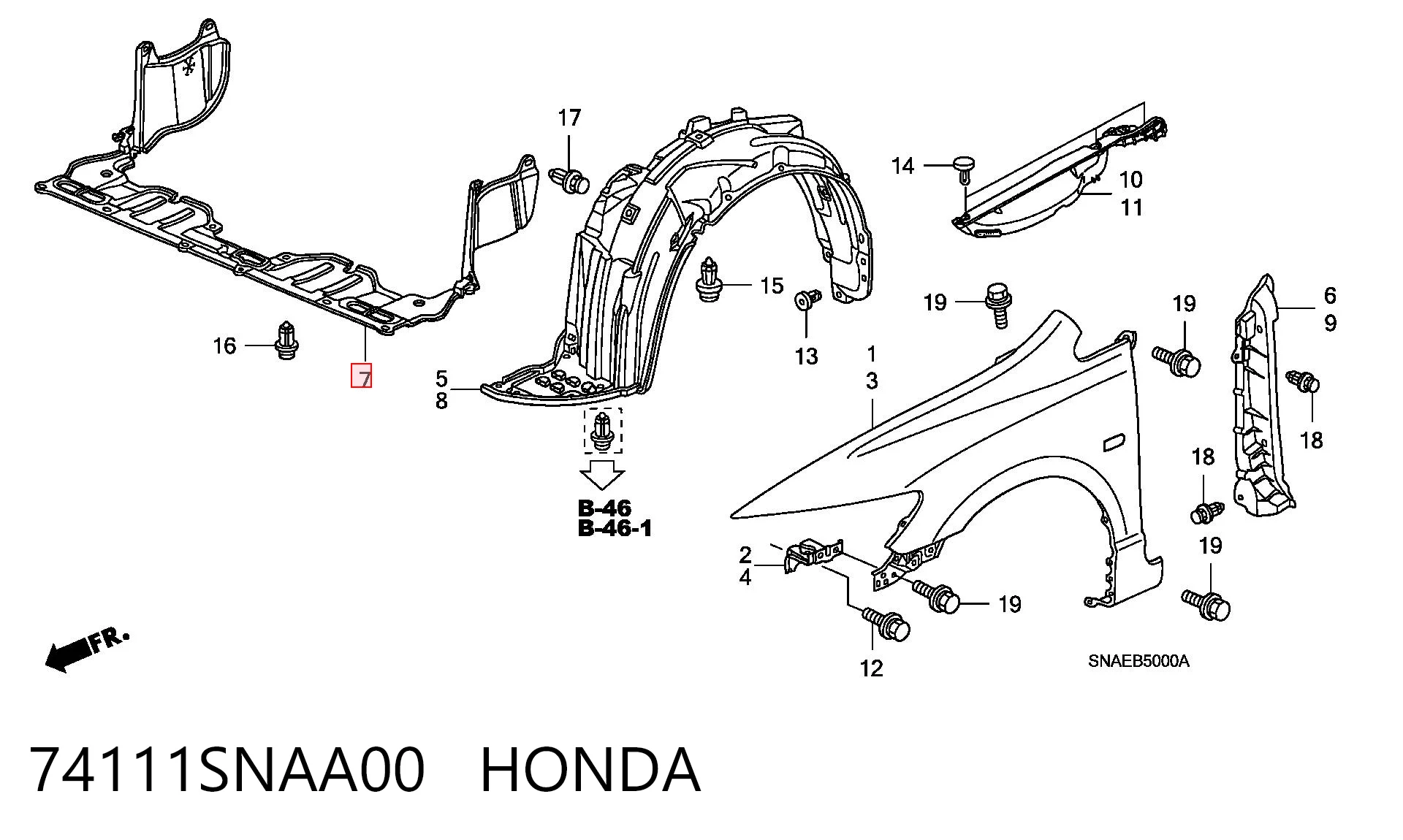 74111SNAA00 Honda Захист двигуна передній