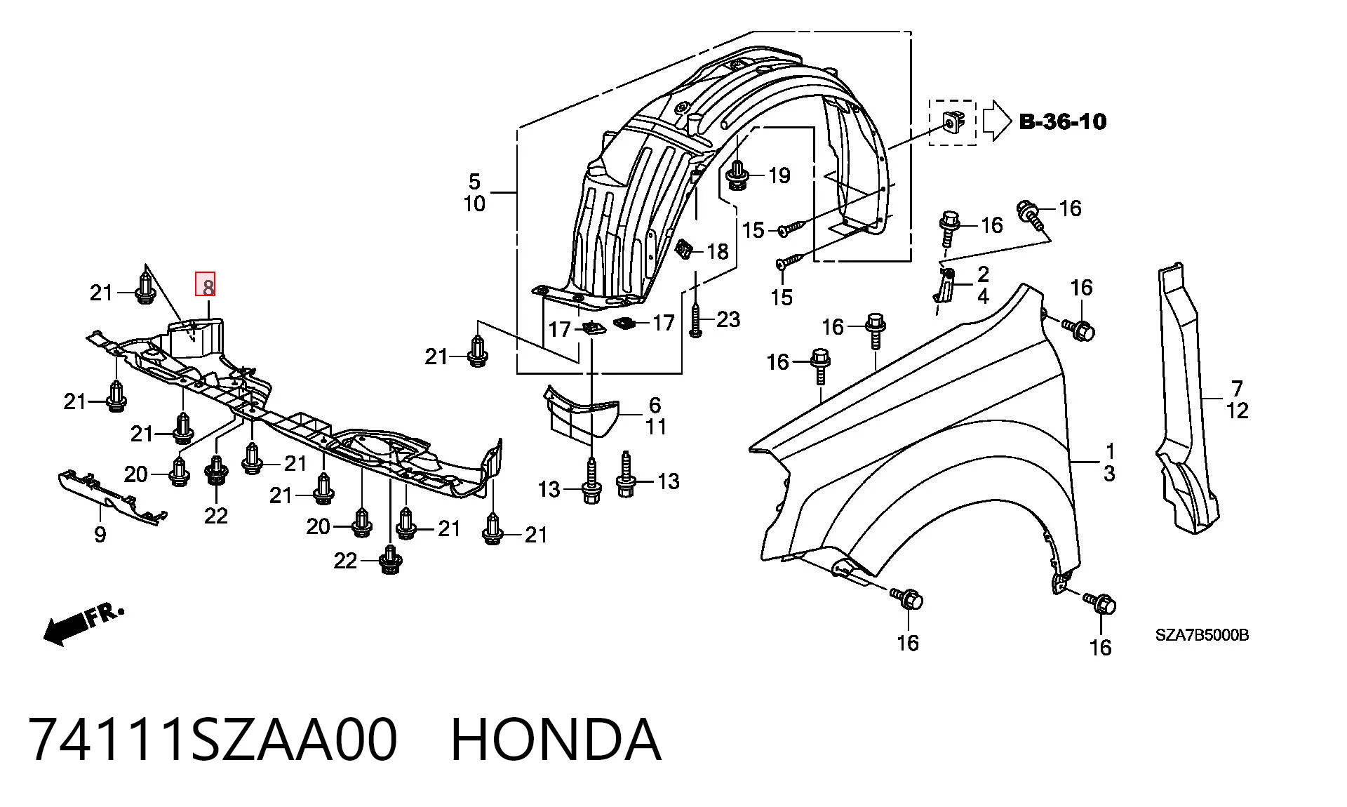 74111SZAA00 Honda Захист двигуна передній