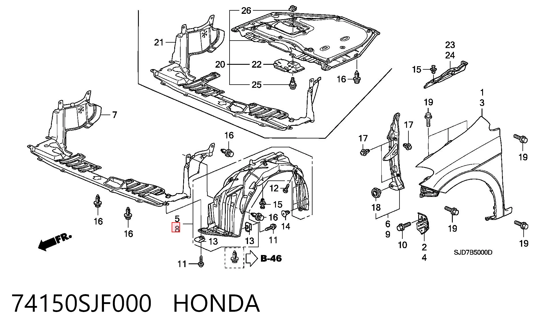 Підкрилок переднього крила, лівий Honda FR-V BE