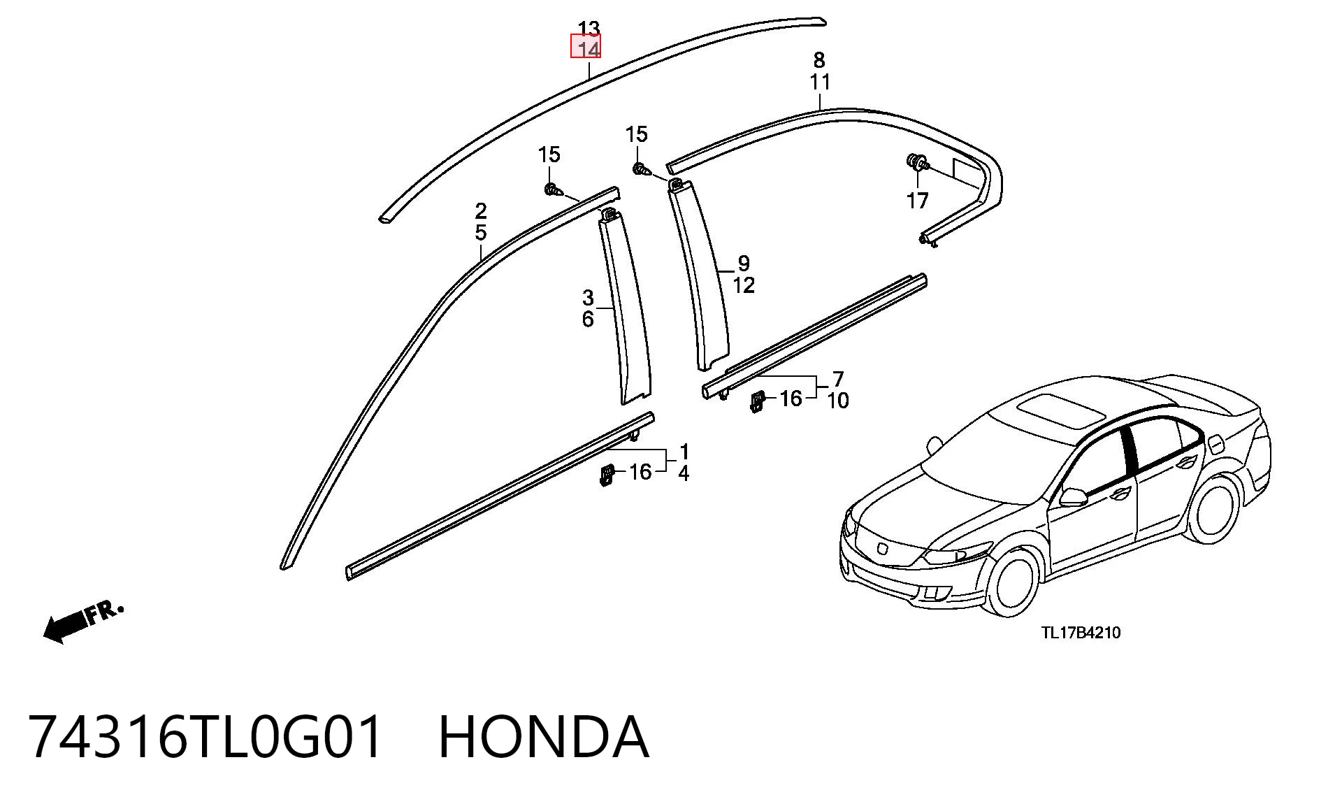 74316TL0G01 Honda 