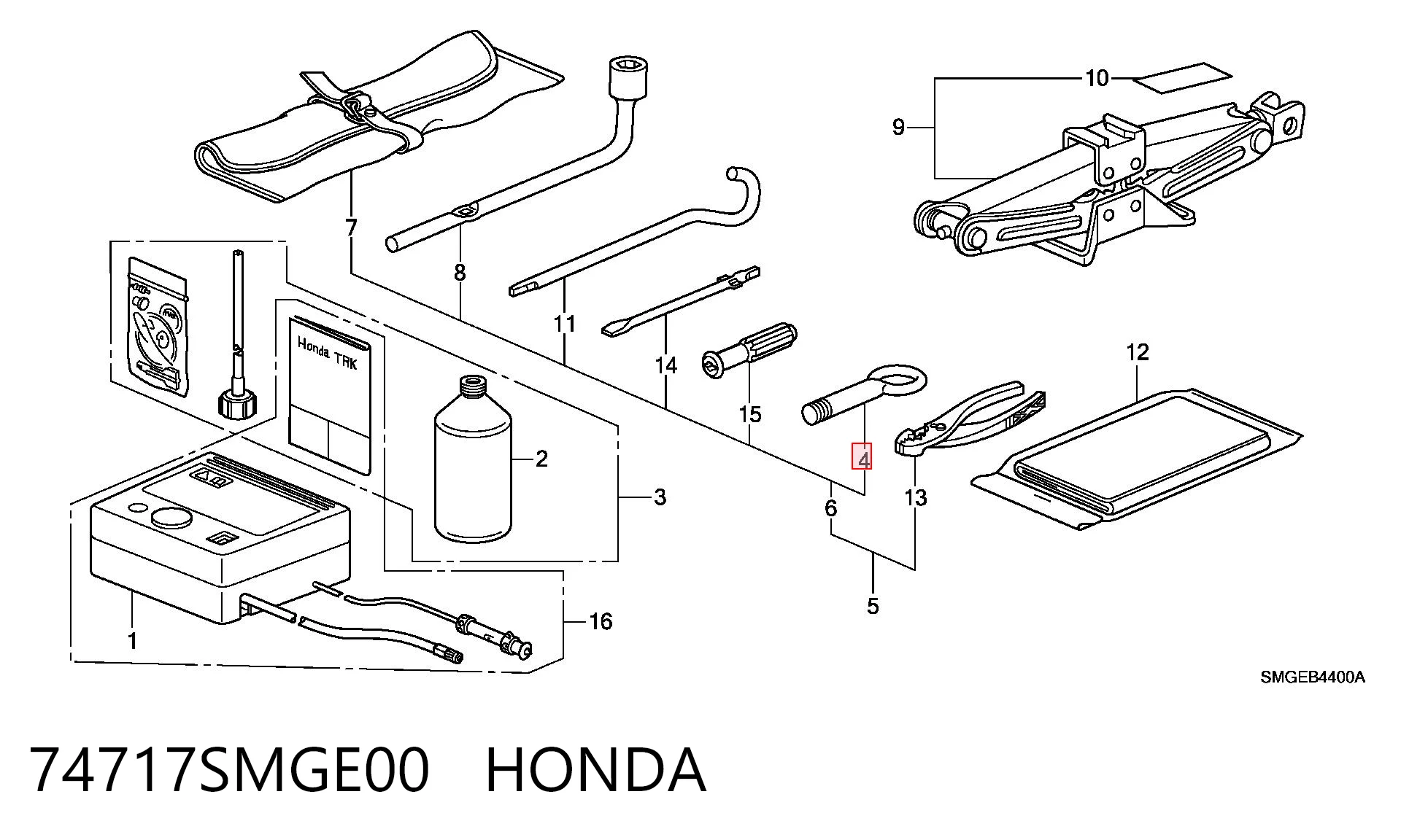 74717SMGE00 Honda 