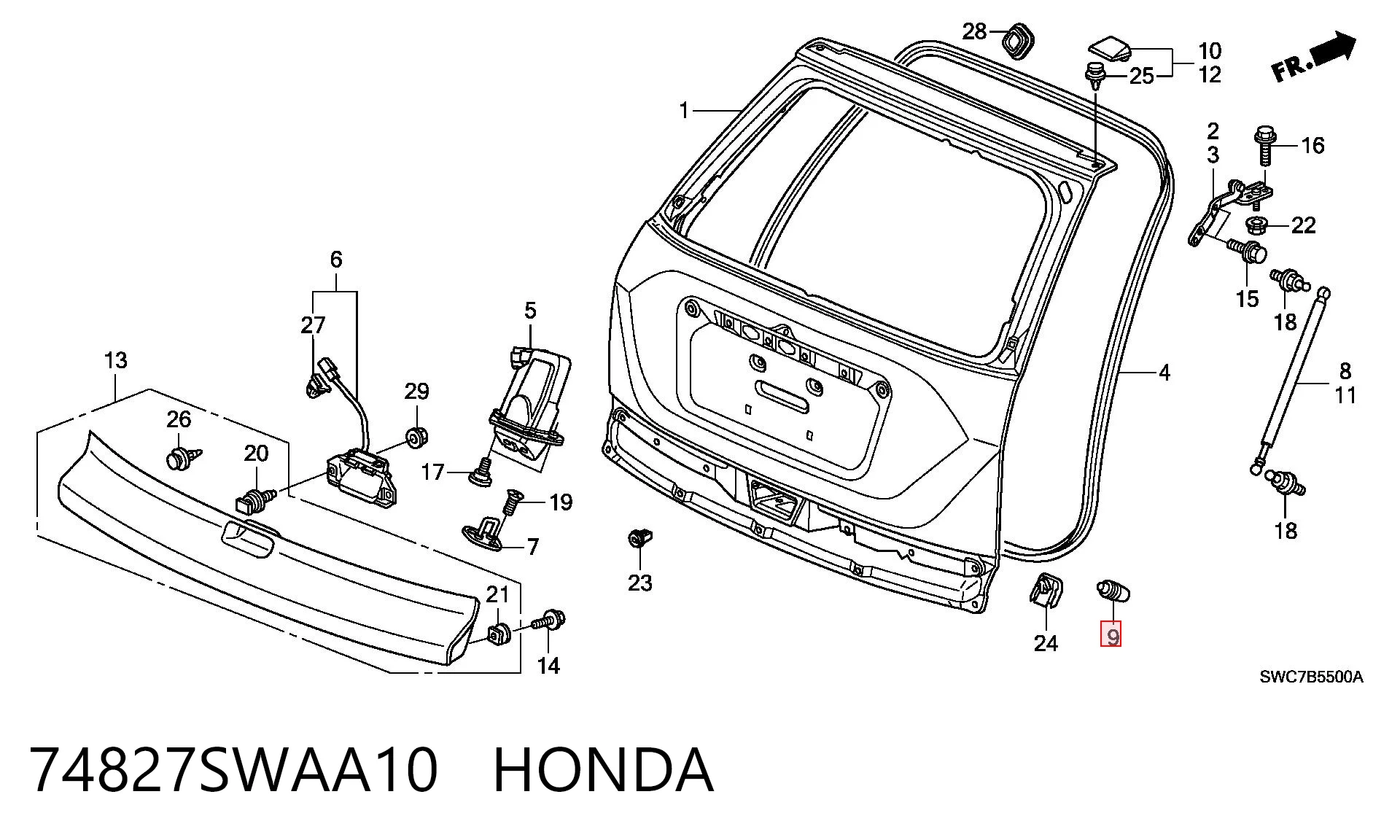 74827SWAA10 Honda 